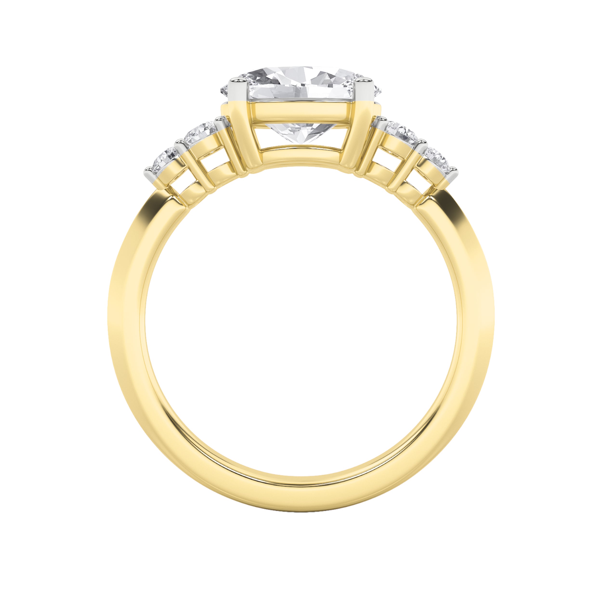 1.5Cttw Oval Shaped Lab Grown Diamond (F/VS) EastWest Five Stone Ring in 14K Gold
