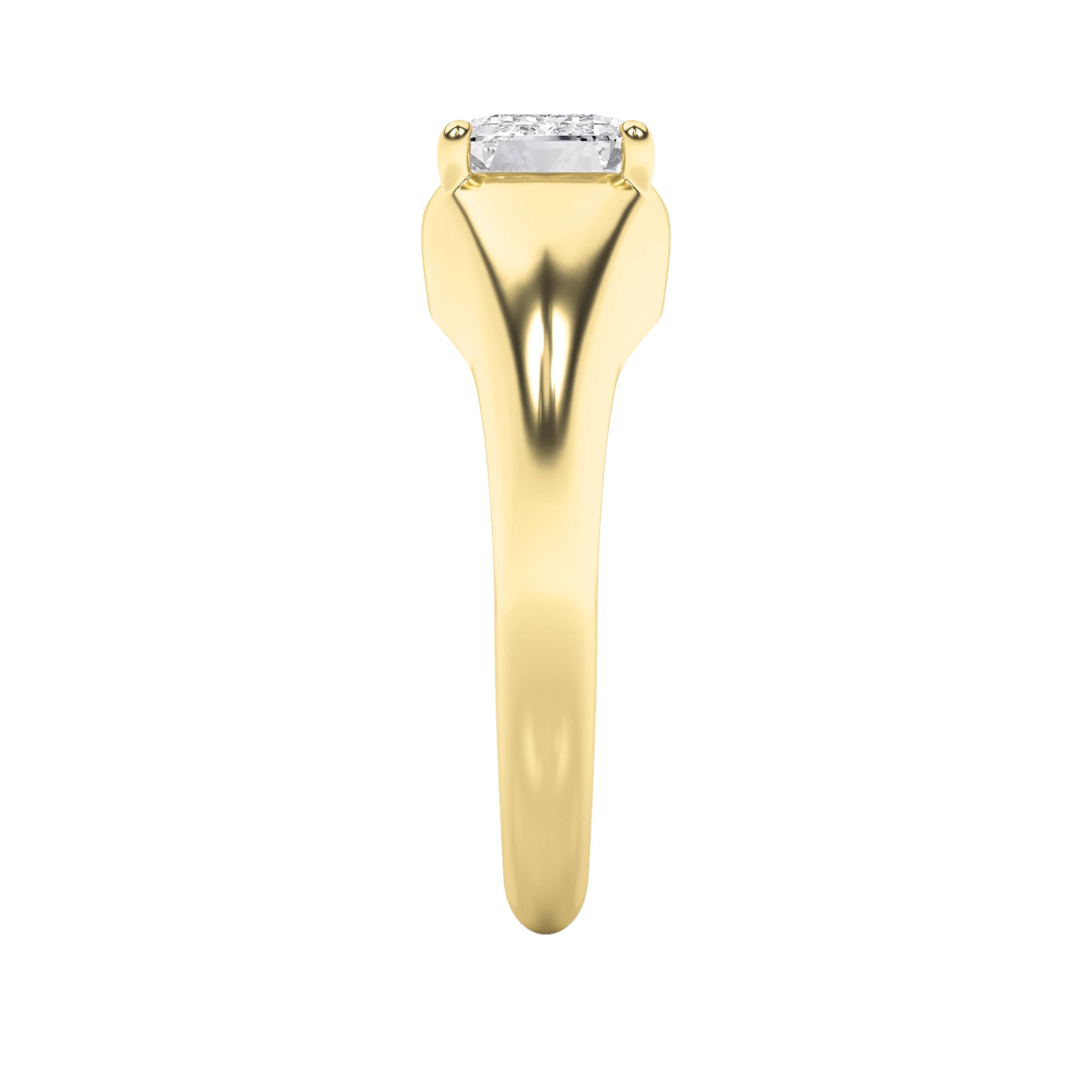 2Cttw Emerald Shaped Lab Grown Diamond (F/VS) EastWest Solitaire Ring in 14K Gold