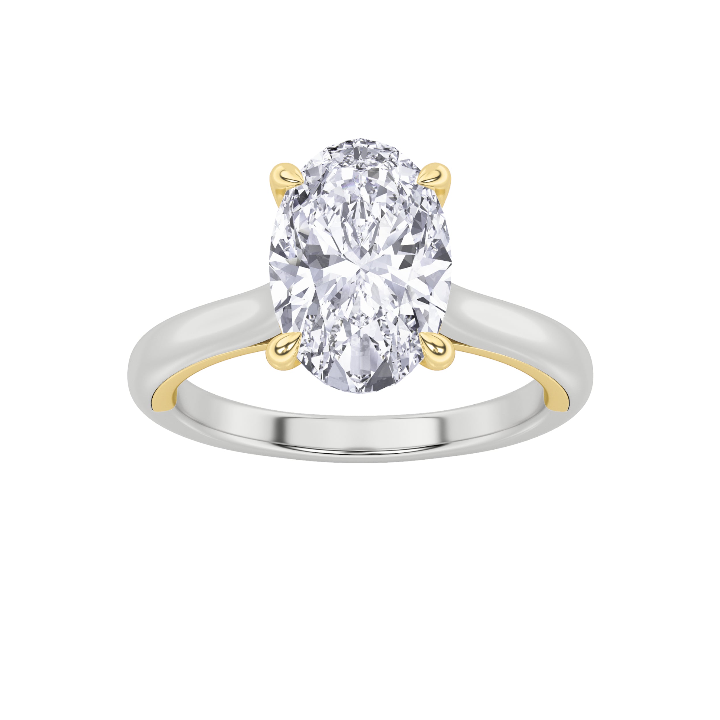 2Cttw Oval Shaped Lab Grown Diamond (F/VS) Solitaire Engagement Ring in 14K Gold