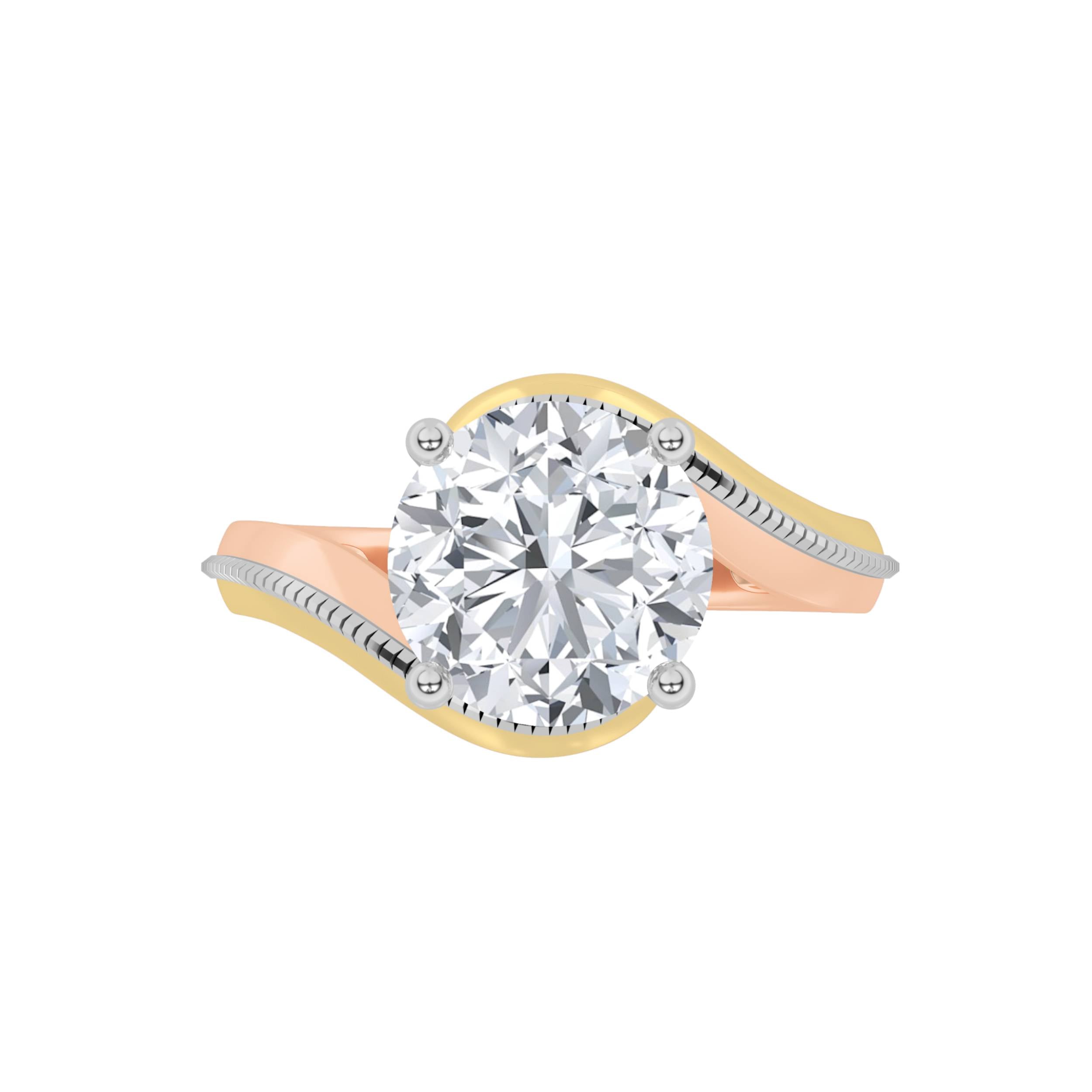 2Cttw Round Shaped Lab Grown Diamond (F/VS) Solitaire Engagement Ring in 14K Gold