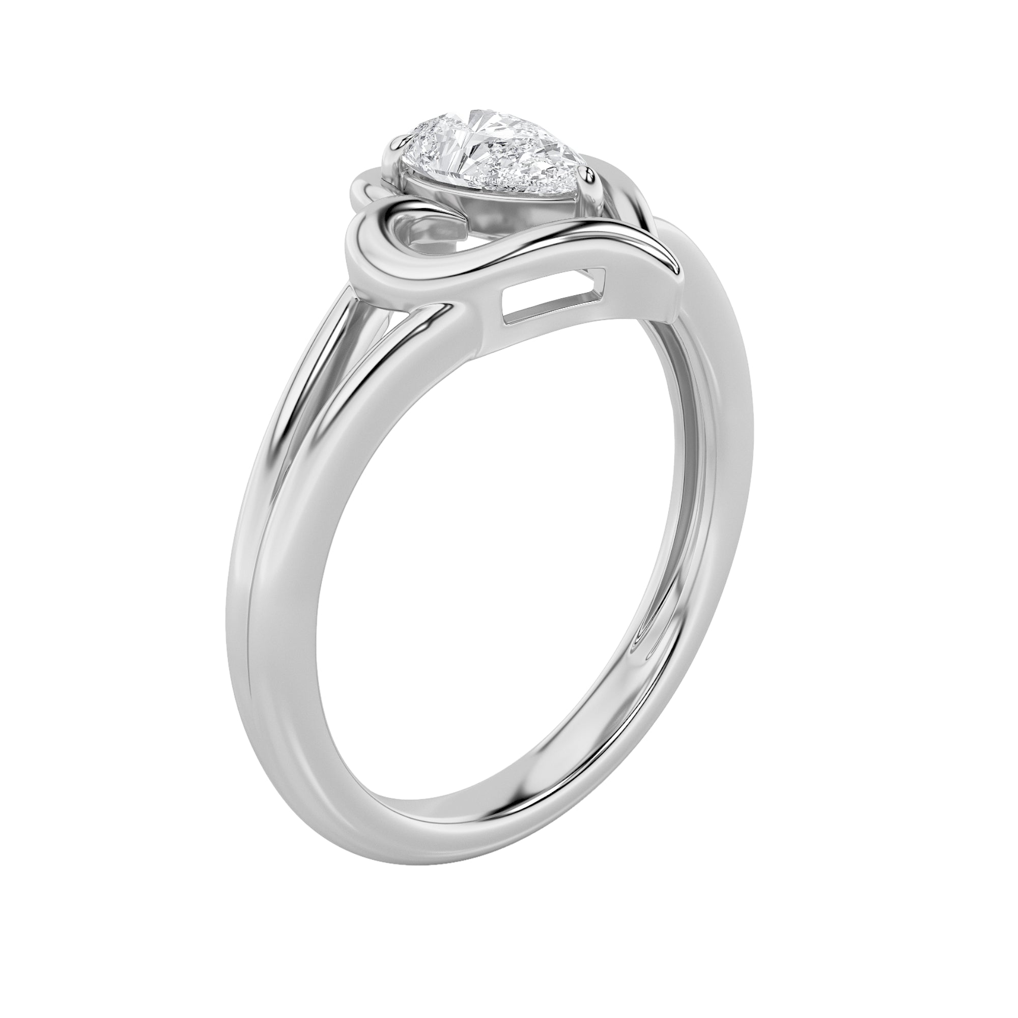 0.5Cttw Pear Shaped Lab Grown Diamond (F/VS) HeartRing in 14K  White Gold