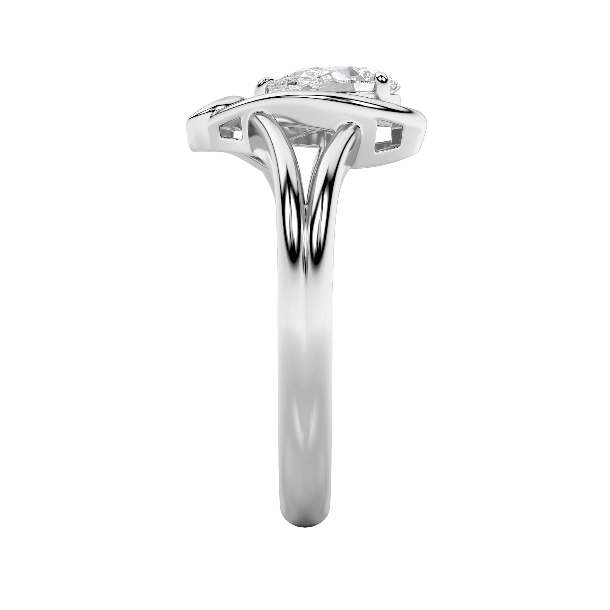 0.5Cttw Pear Shaped Lab Grown Diamond (F/VS) HeartRing in 14K  White Gold