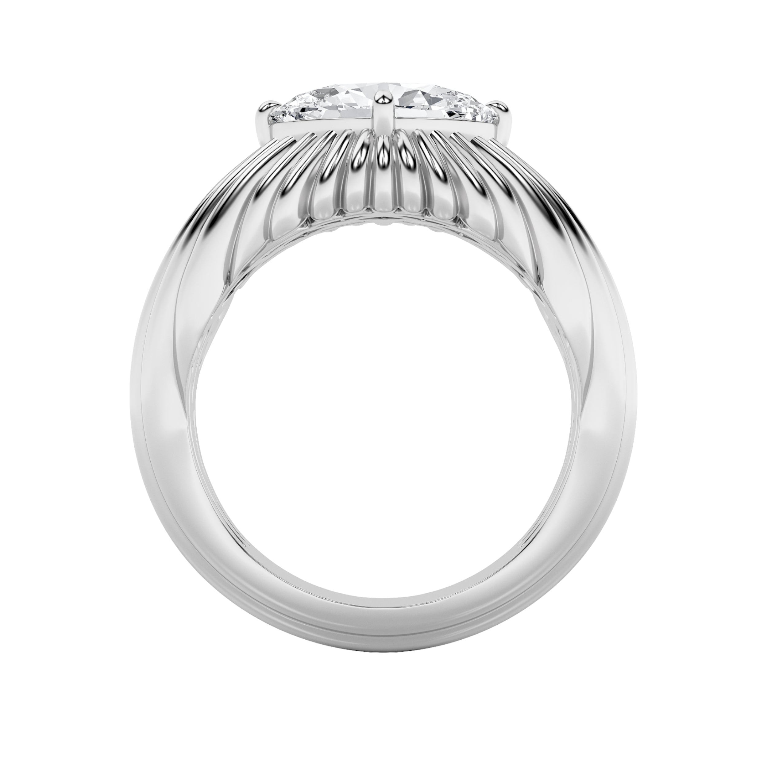 2Cttw Oval Shaped Lab Grown Diamond (F/VS) Fancy Solitaire Ring in 14K Gold