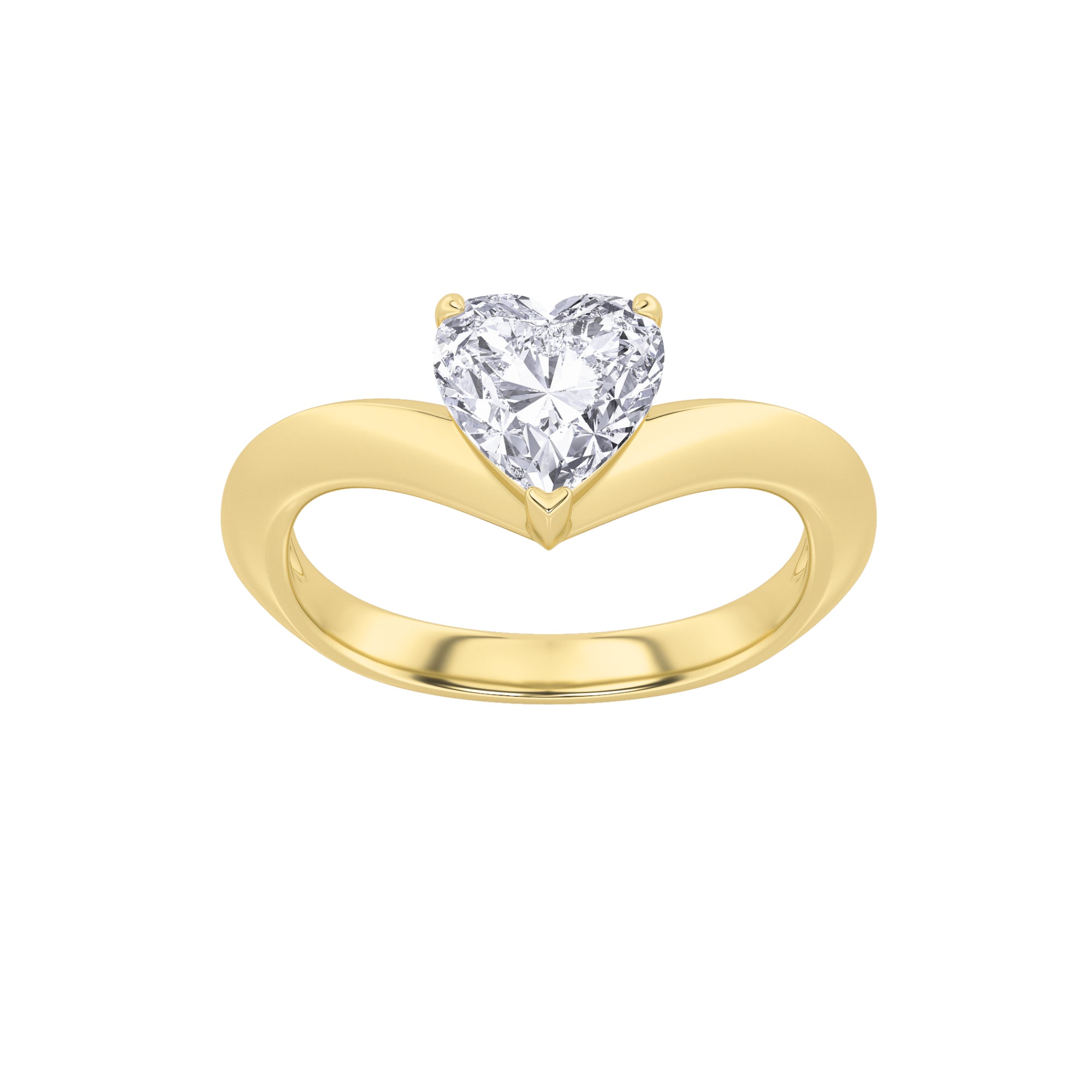 1Cttw Heart Shaped Lab Grown Diamond (F/VS) HeartShaped Ring in 14K Gold