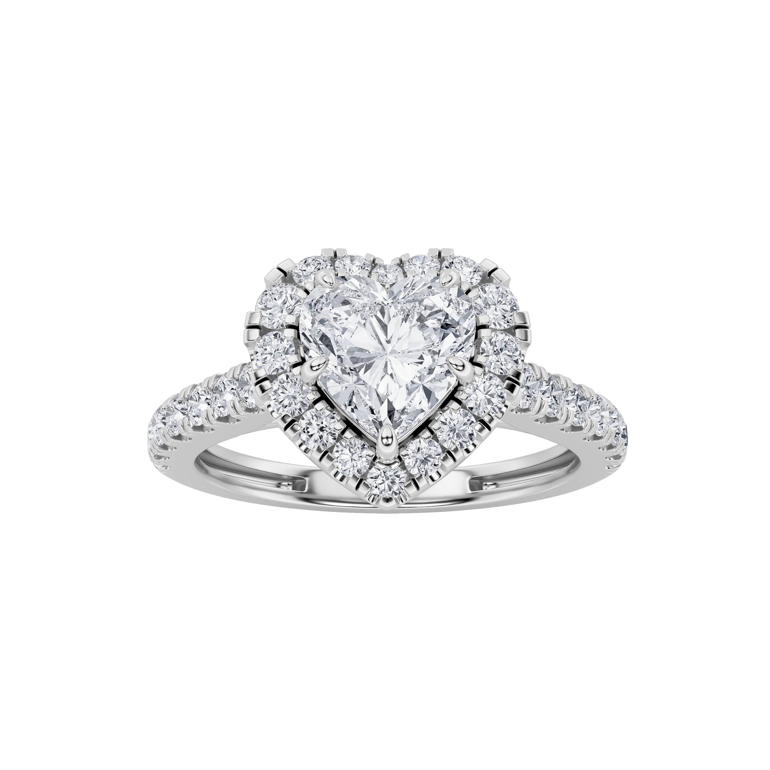 1.5Cttw Heart Shaped Lab Grown Diamond (F/VS) Heart Shaped Ring in 14K Gold