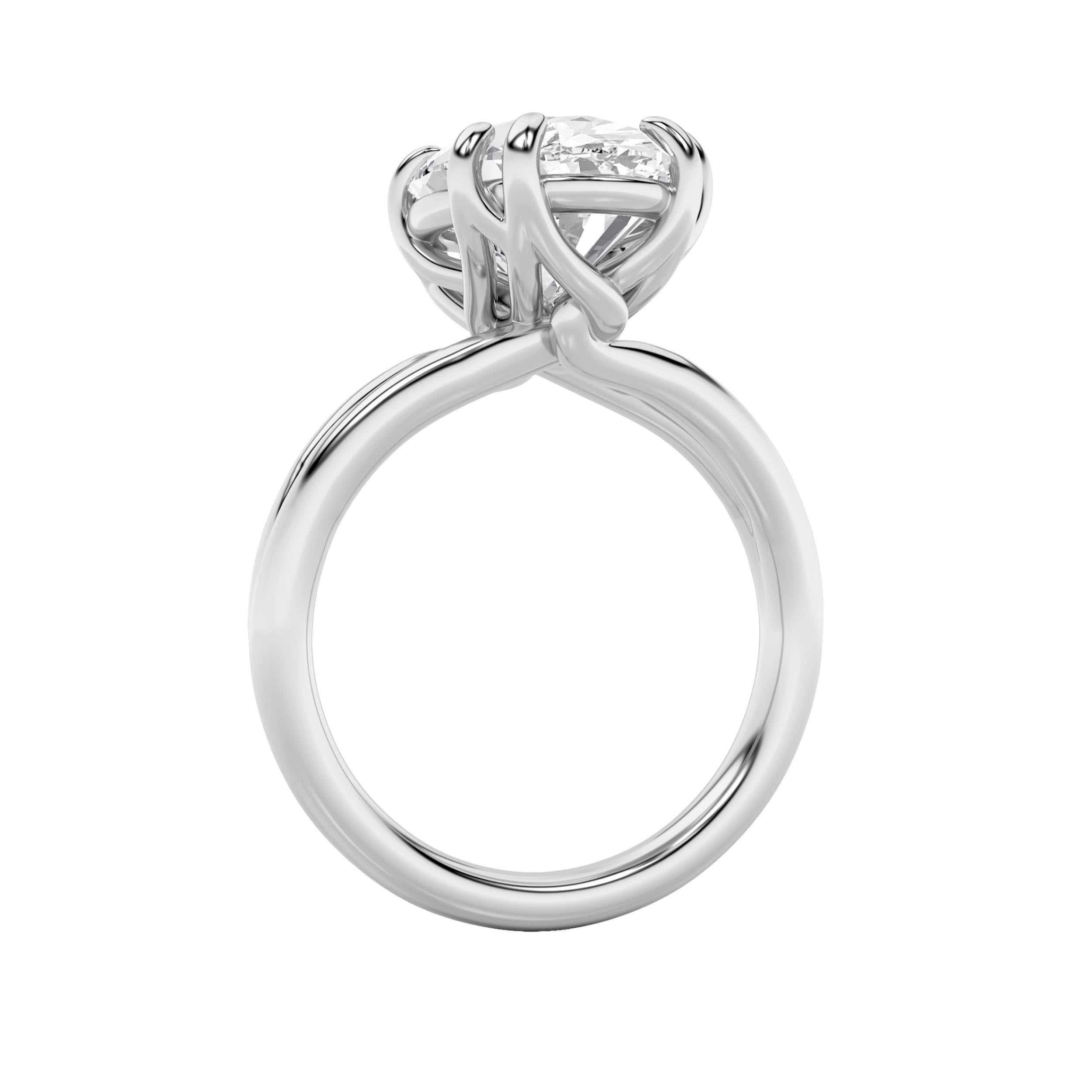 5Cttw Oval Shaped Lab Grown Diamond (F/VS) Bold Split Shank Solitaire Engagement Ring in 14K Gold