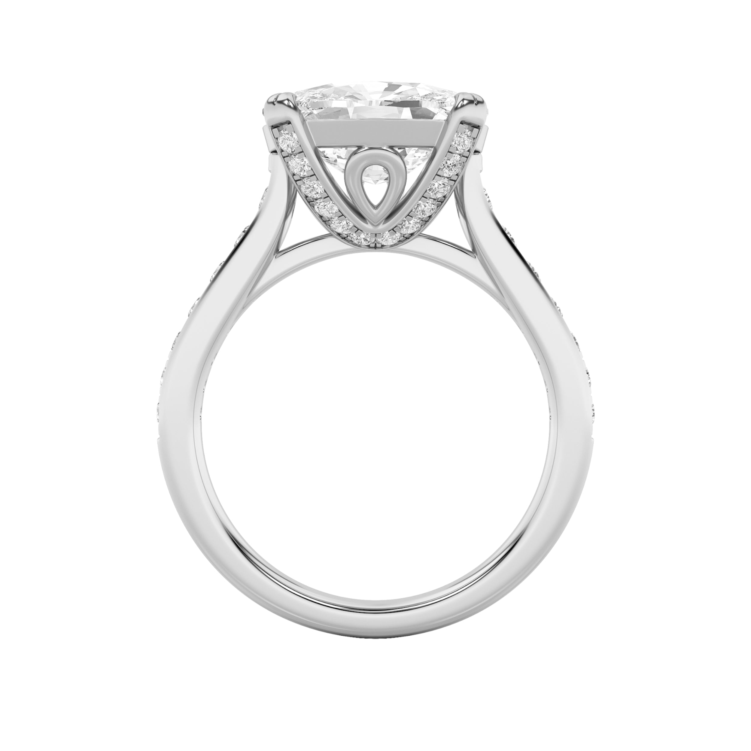 4.5Cttw Elongated Cushion Shaped Lab Grown Diamond(F/VS) Bold Accented East West Set Engagement Ring in 14K Gold