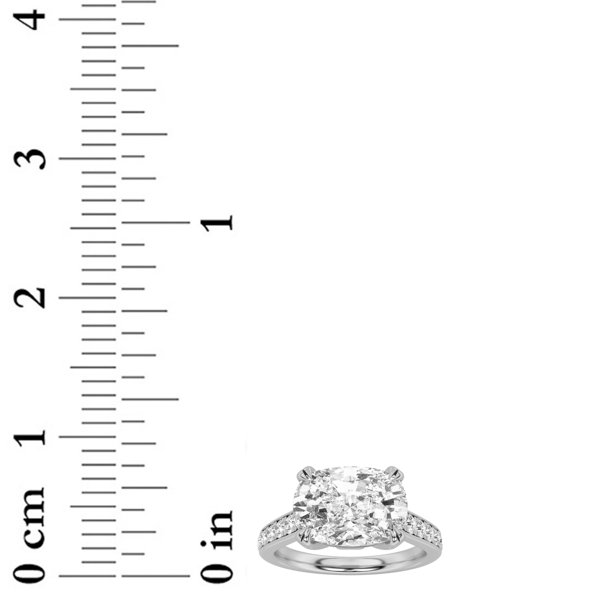 4.5Cttw Elongated Cushion Shaped Lab Grown Diamond(F/VS) Bold Accented East West Set Engagement Ring in 14K Gold