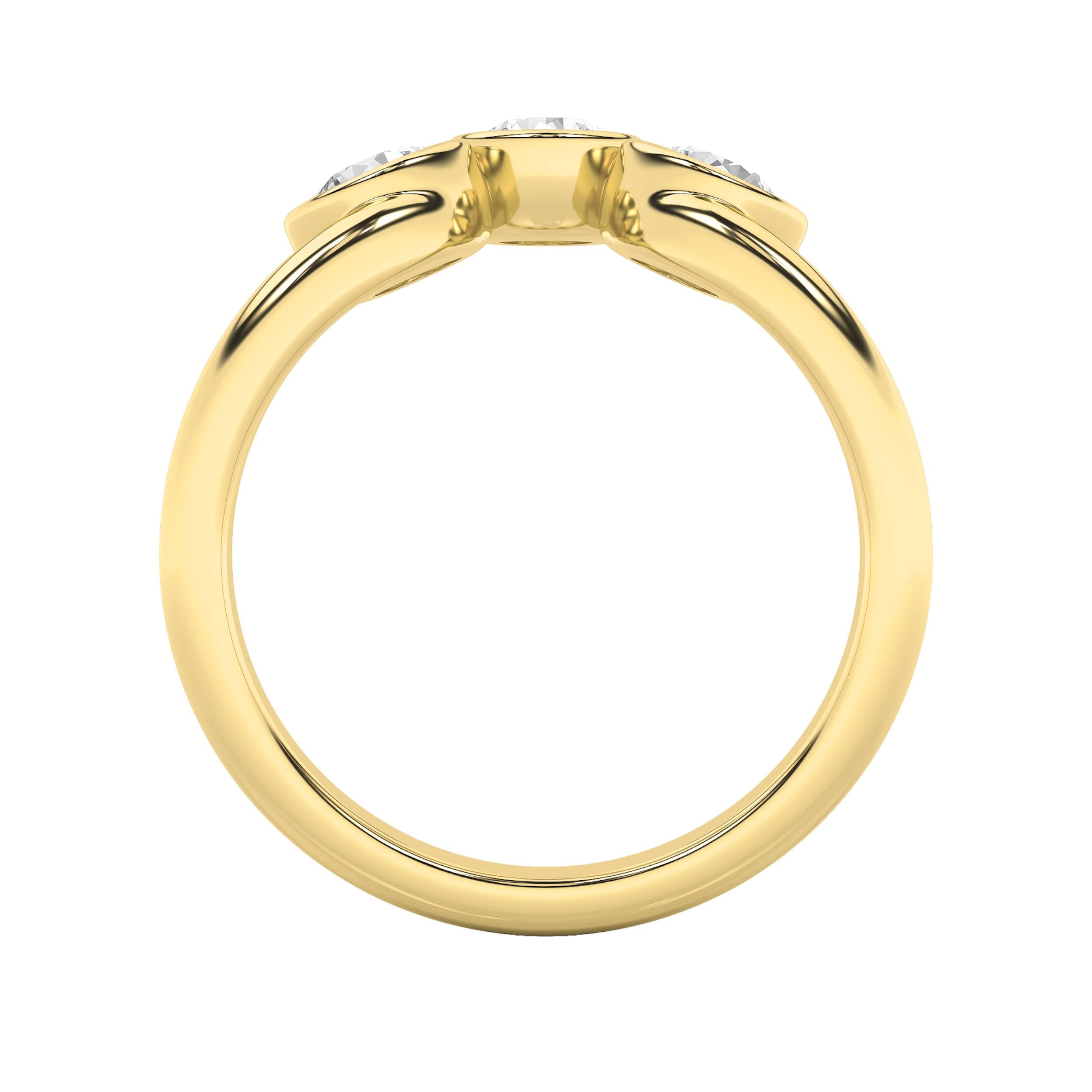 1Cttw Round Shaped Lab Grown Diamond (F/VS) ThreeStone Ring in 14K Gold