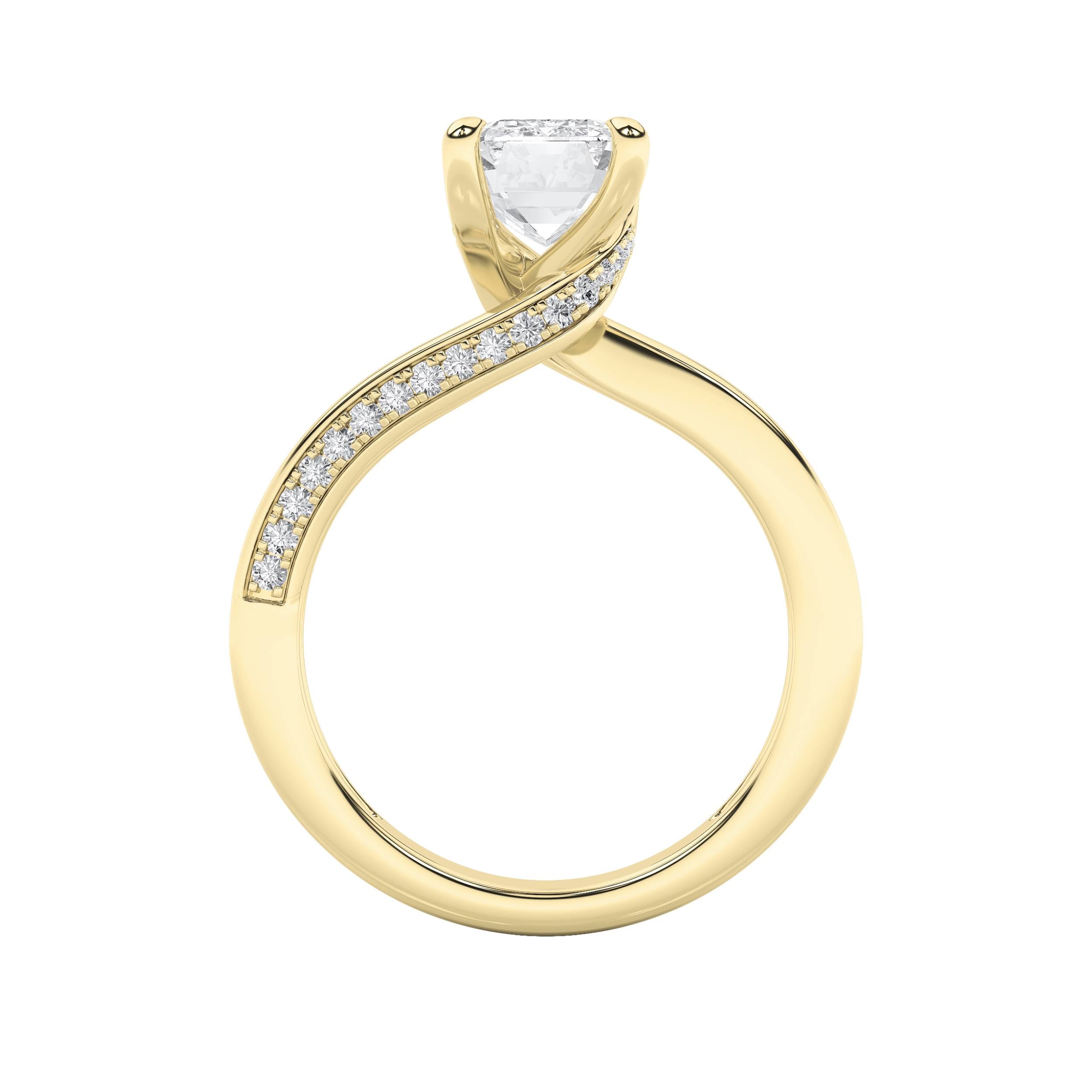 2.5Cttw Emerald Shaped Lab Grown Diamond (G/VS) Accented Engagement Ring in 14K Gold