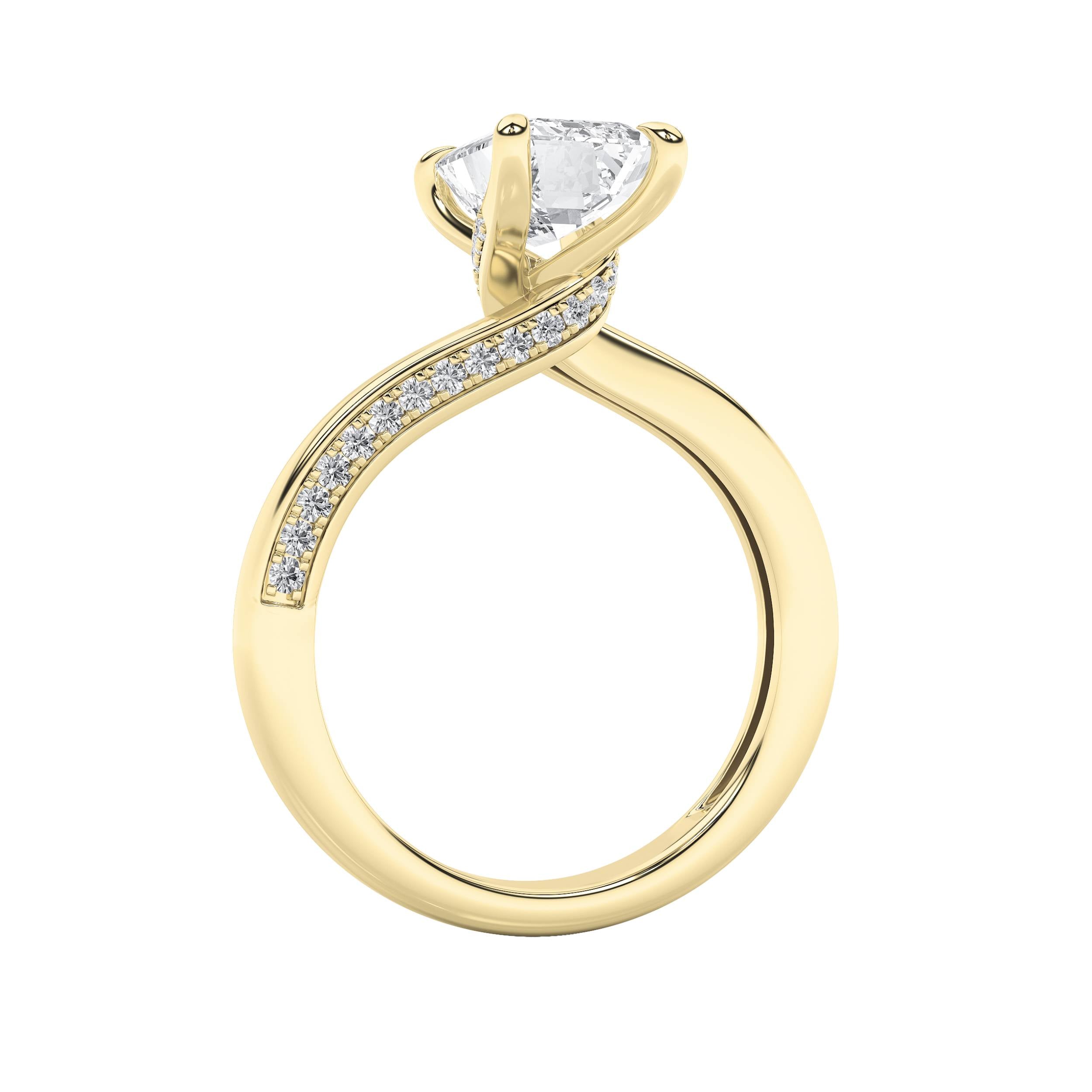 2.5Cttw Emerald Shaped Lab Grown Diamond (G/VS) Accented Engagement Ring in 14K Gold