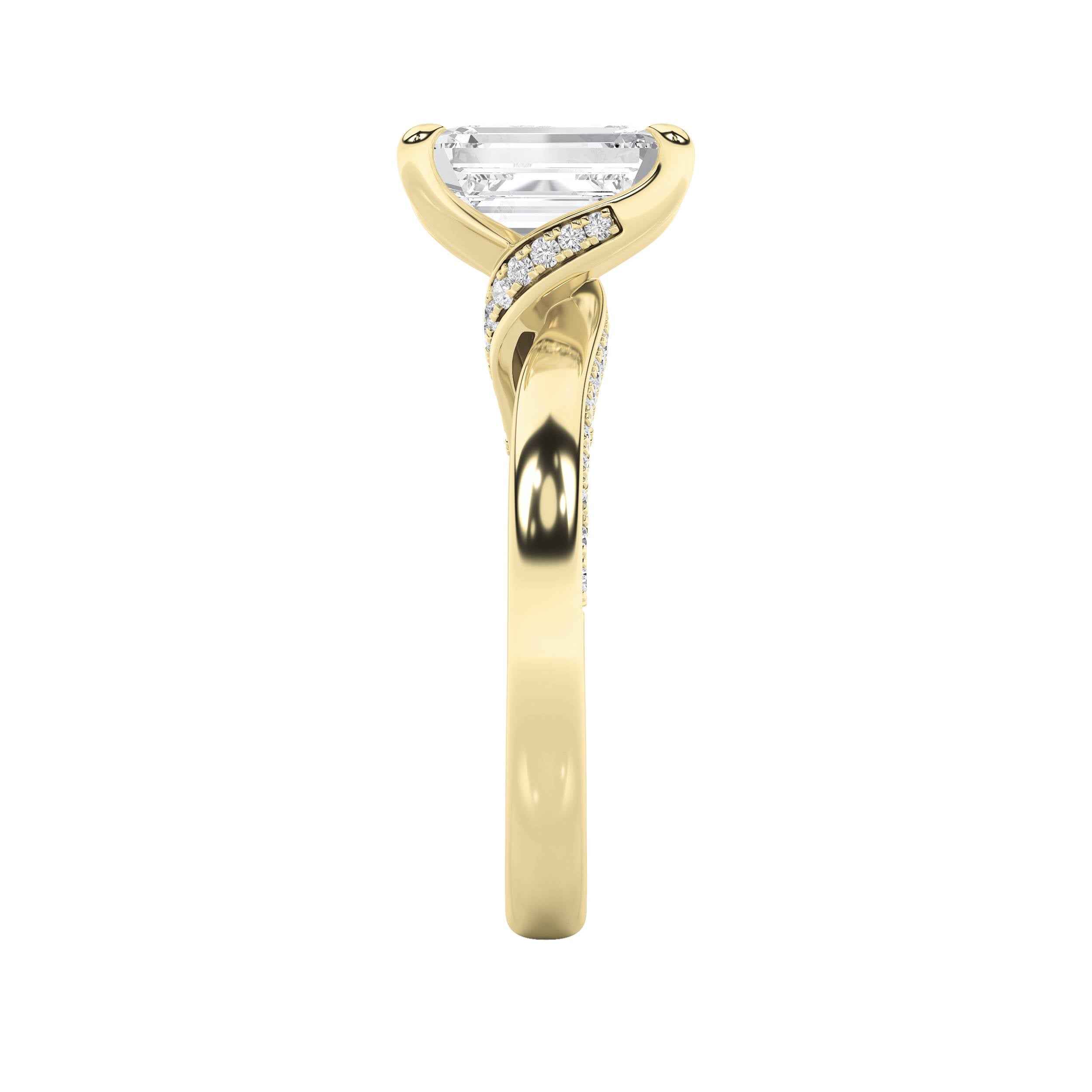 2.5Cttw Emerald Shaped Lab Grown Diamond (G/VS) Accented Engagement Ring in 14K Gold