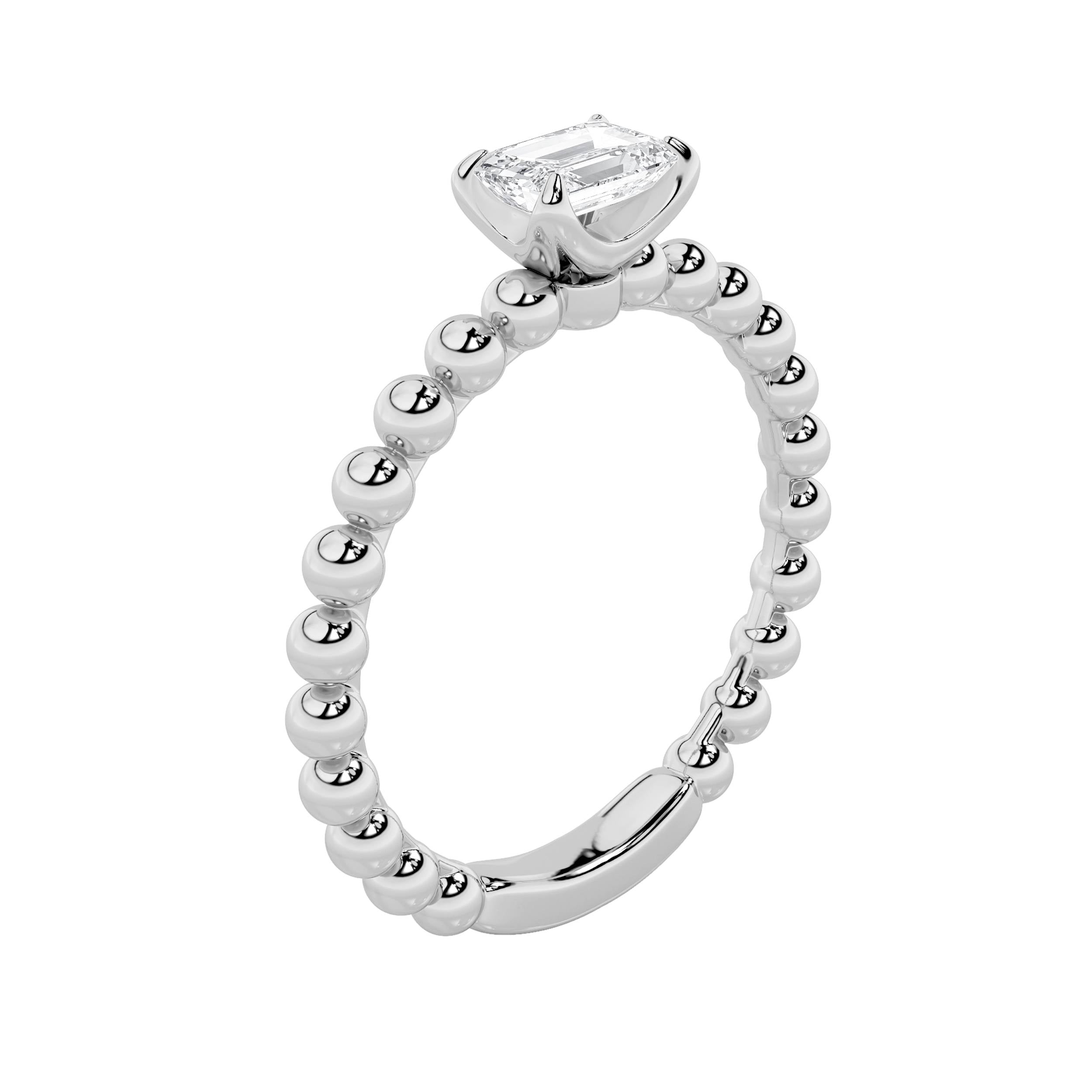 0.5Cttw Emerald Shaped Lab Grown Diamond (F/VS) Petite Solitaire Engagement Ring in 14K Gold