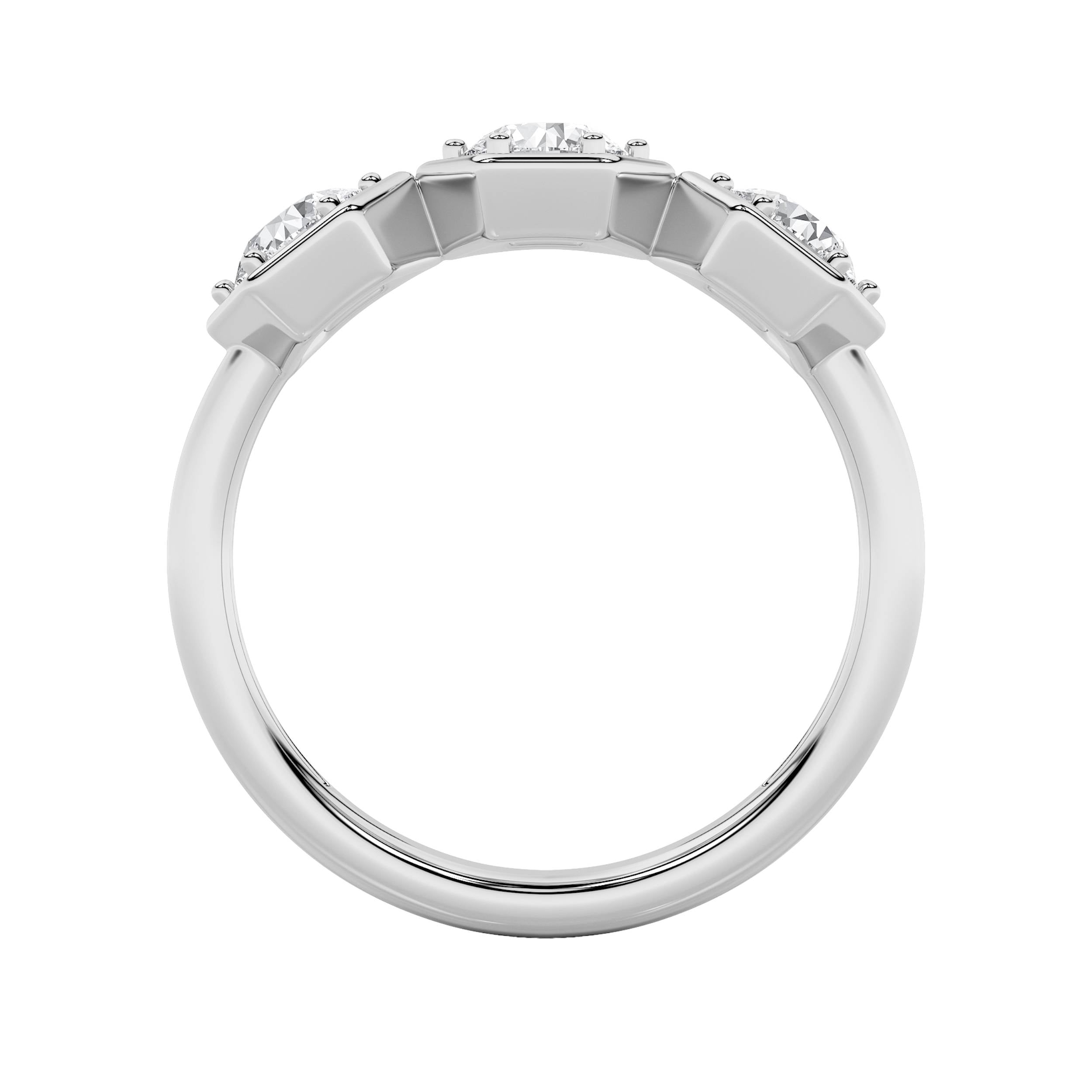1Cttw Round Shaped Lab Grown Diamond (F/VS) ThreeStone Ring in 14K Gold