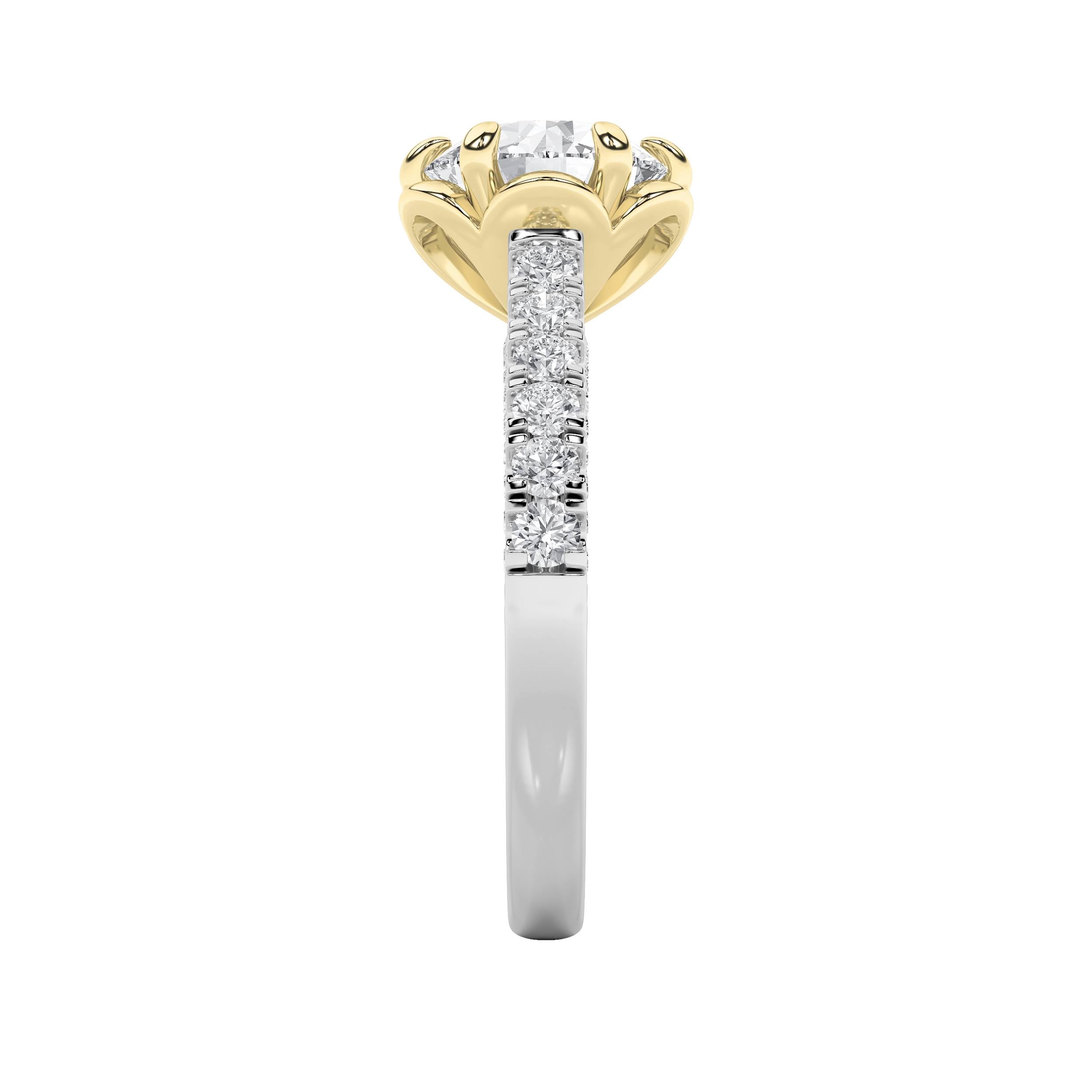 2.5Cttw Round Shaped Lab Grown Diamond (F/VS) TwoTone Solitaire Engagement Ring in 14K Gold
