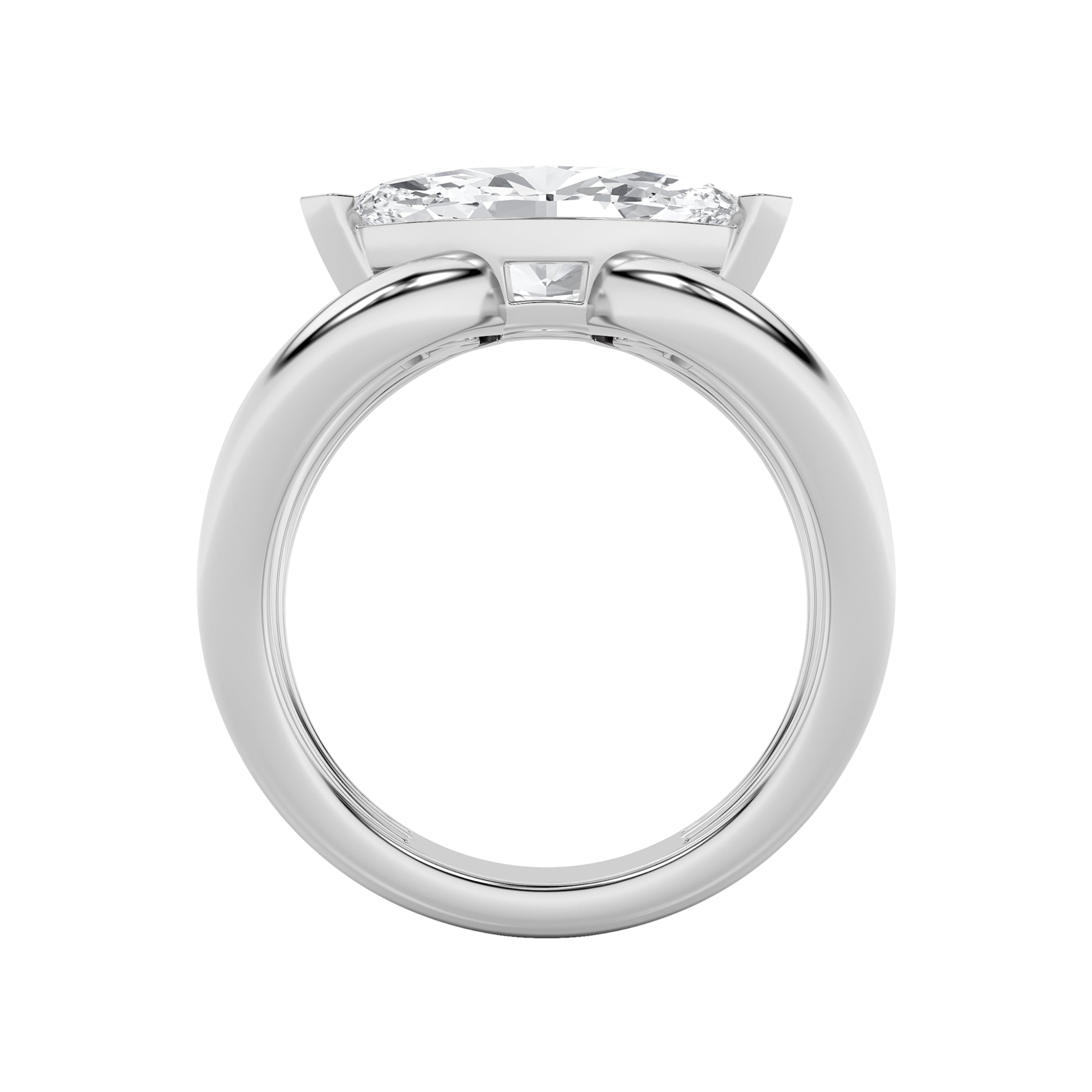 2Cttw Marquise Shaped Lab Grown Diamond (G/VS) East West Solitaire Fancy Ring in 14K Gold