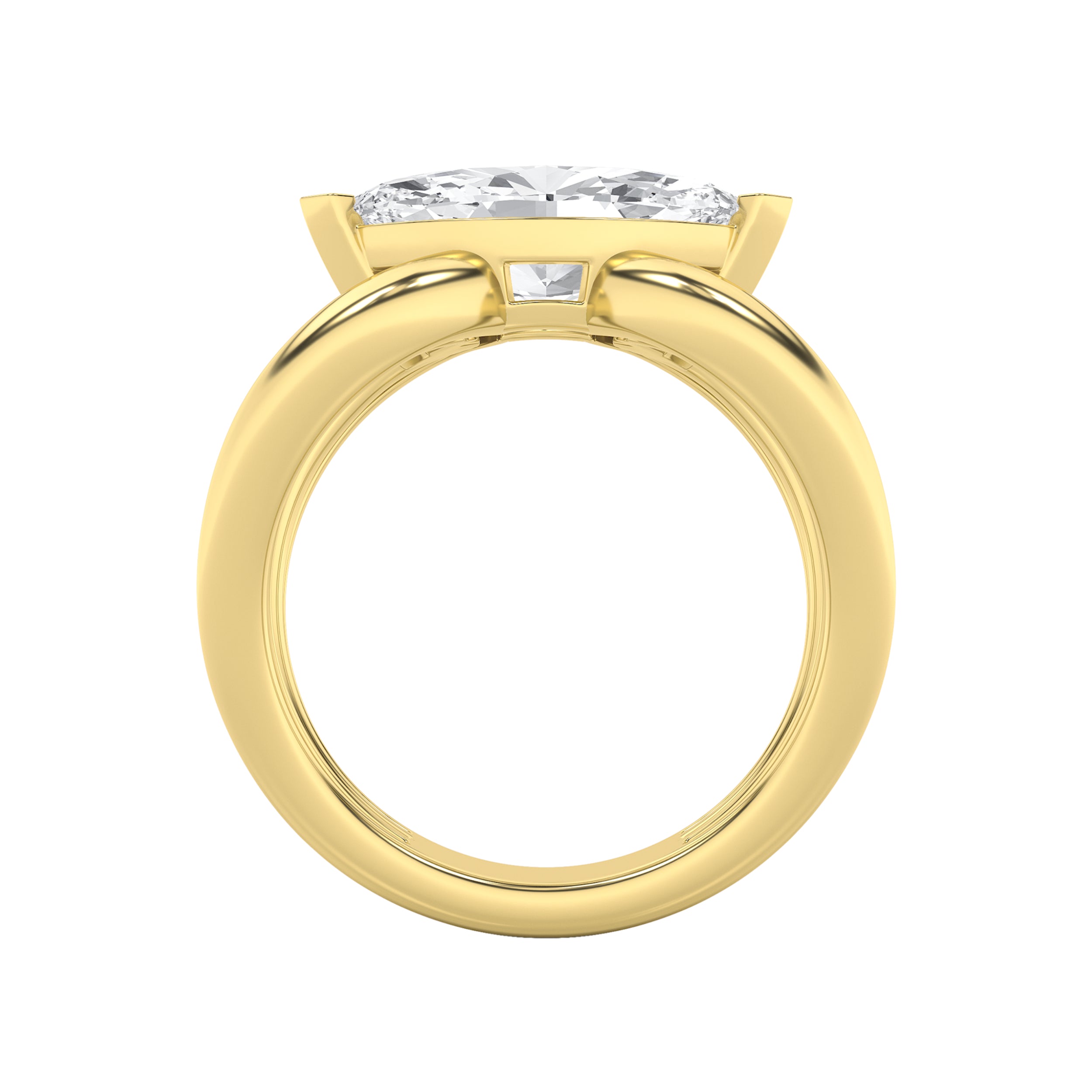 2Cttw Marquise Shaped Lab Grown Diamond (G/VS) East West Solitaire Fancy Ring in 14K Gold
