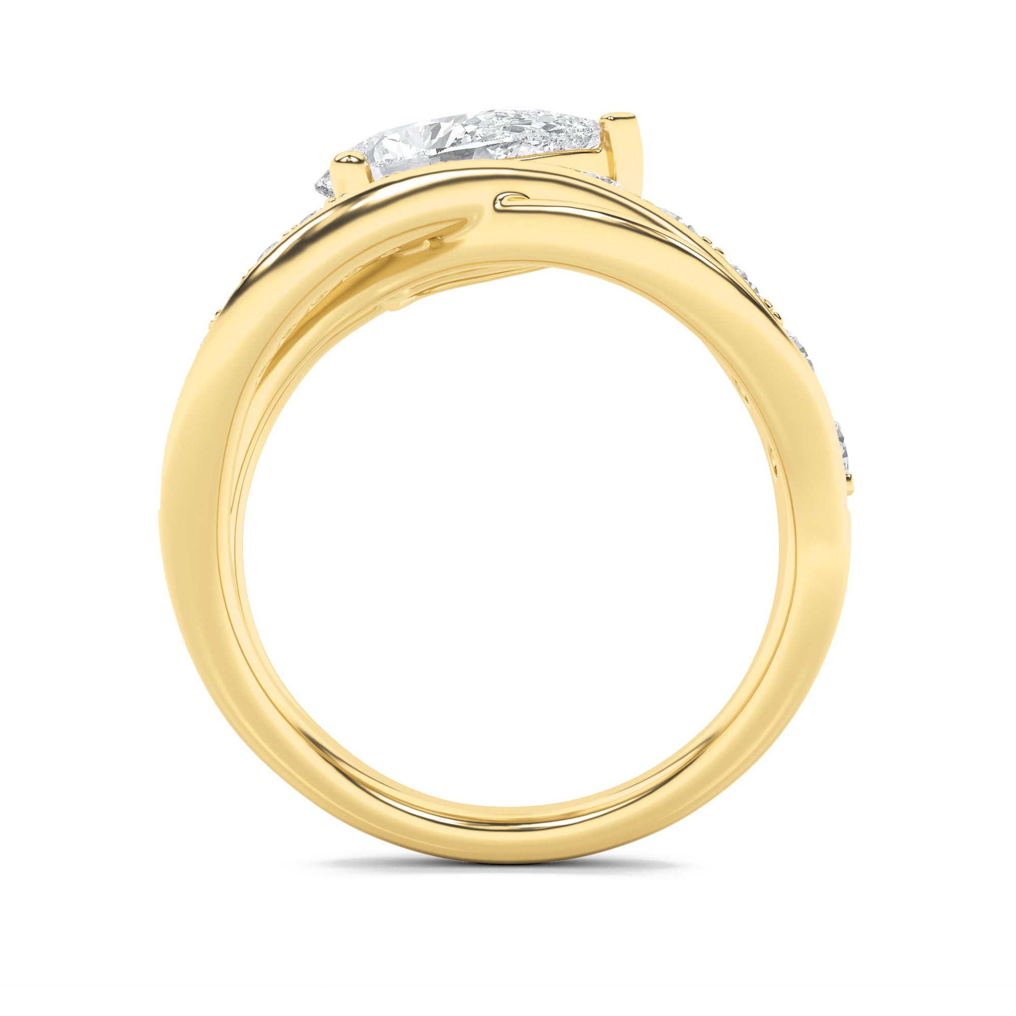 2Cttw Pear Shaped Lab Grown Diamond (G/VS) Ring in14K Gold