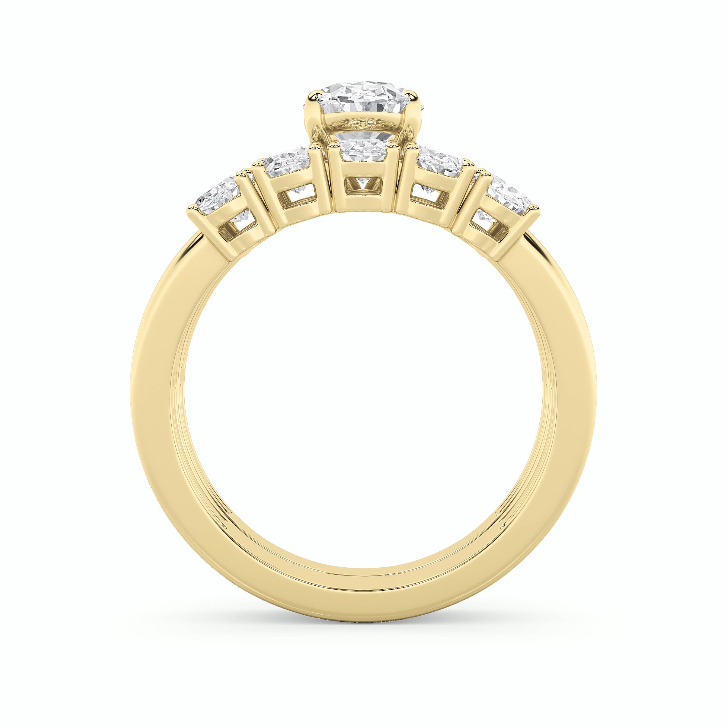 2.5Cttw Oval Shaped Lab Grown Diamond (G/VS) Bridal Set with Matching Band and  Ring in 14K Gold