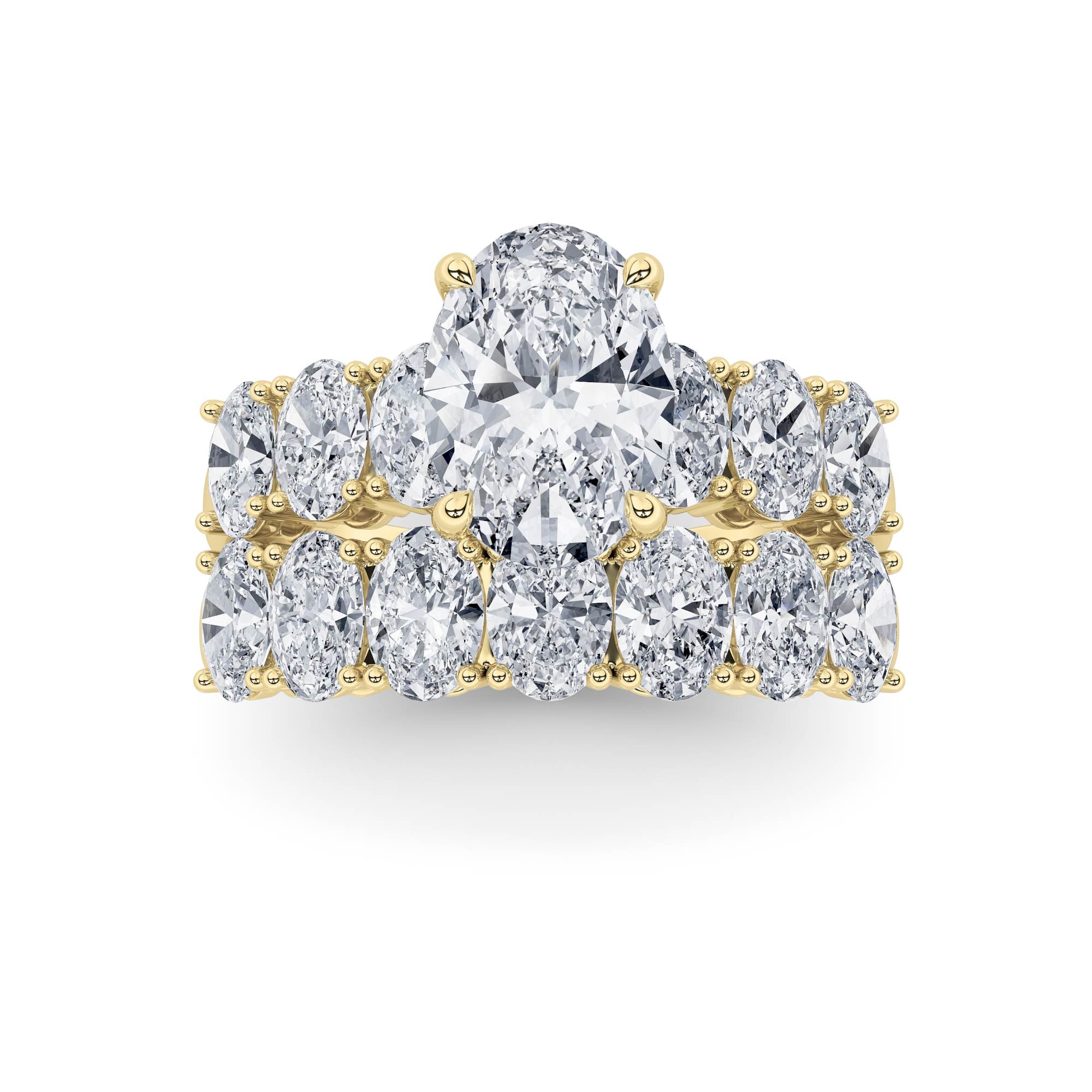 3.5Cttw Oval Shaped Lab Grown Diamond (G/VS) Bridal Set with Matching Band and  Ring in 14K Gold