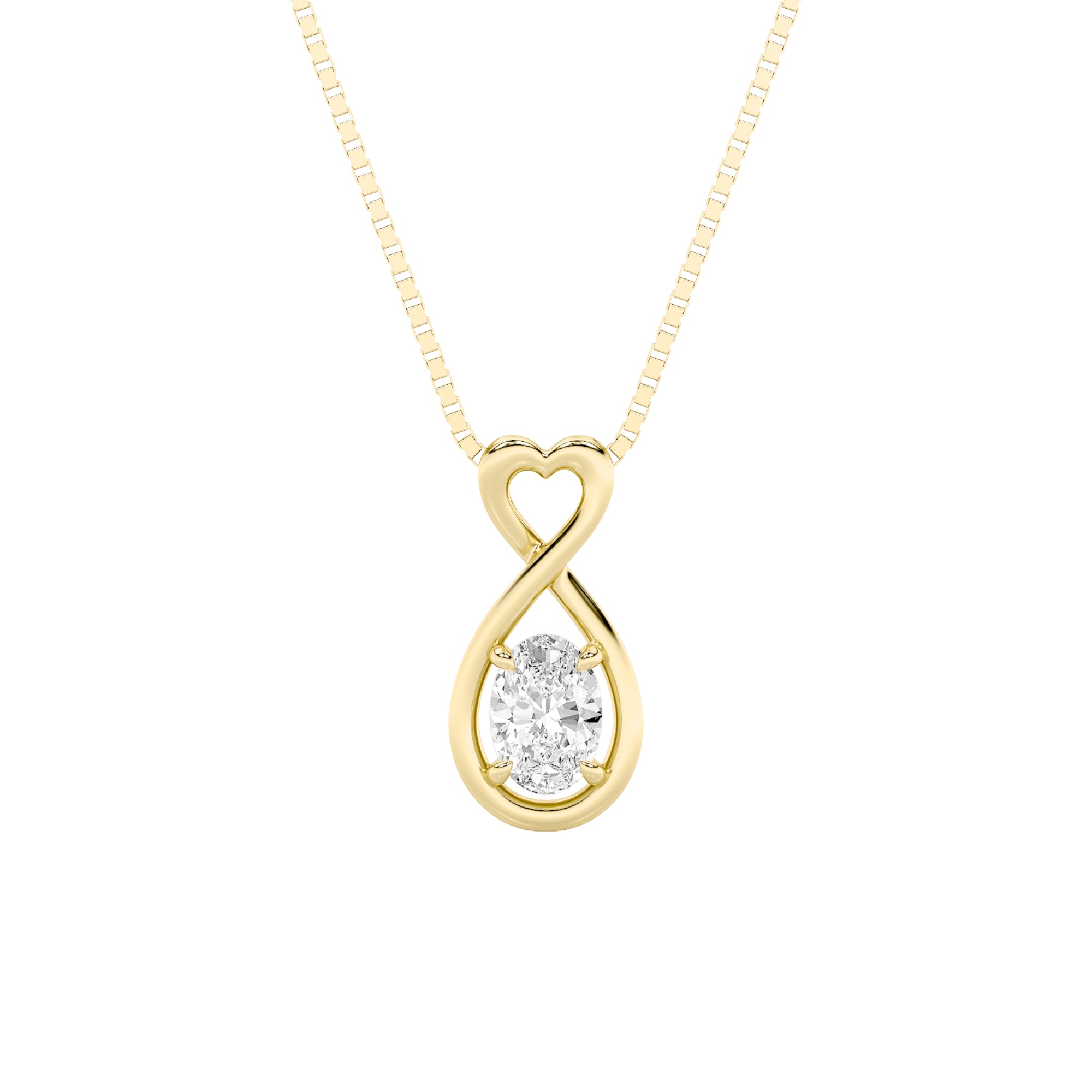 1.0ct Oval Shaped Lab Grown Diamond (G/VS) Fancy Solitaire Pendant in 10K Yellow Gold
