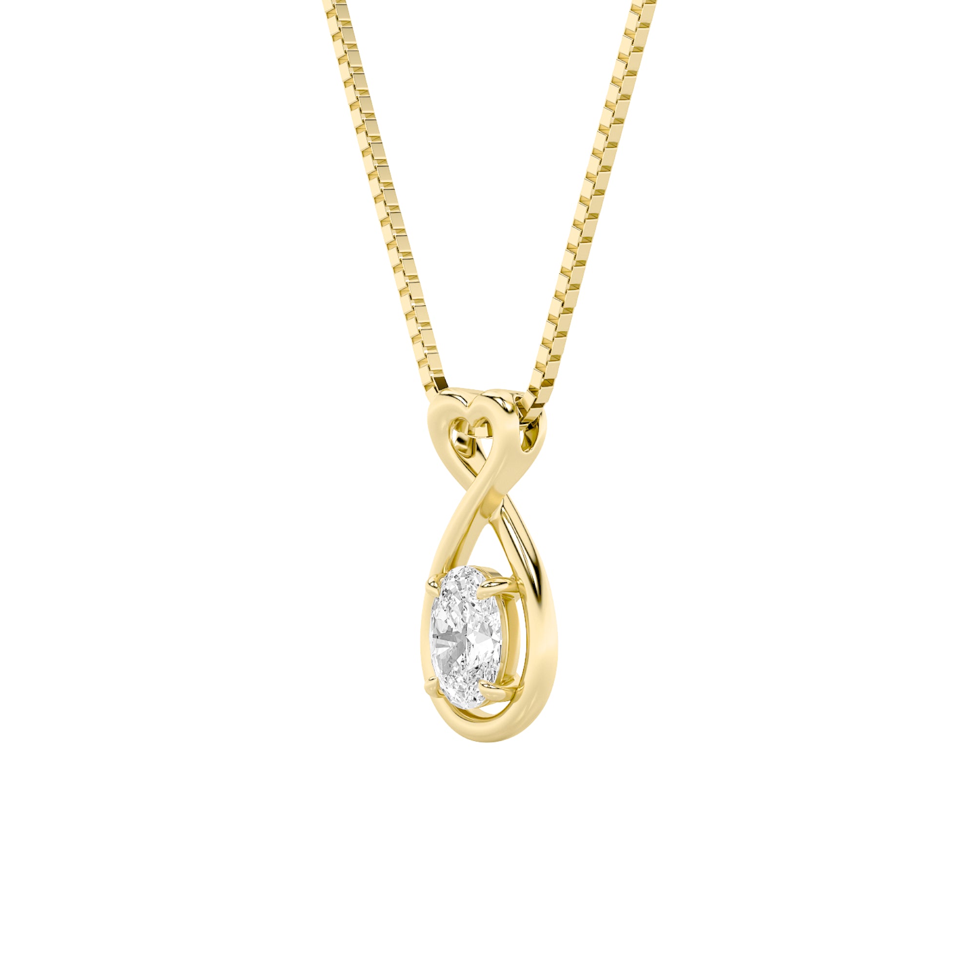 1.0ct Oval Shaped Lab Grown Diamond (G/VS) Fancy Solitaire Pendant in 10K Yellow Gold