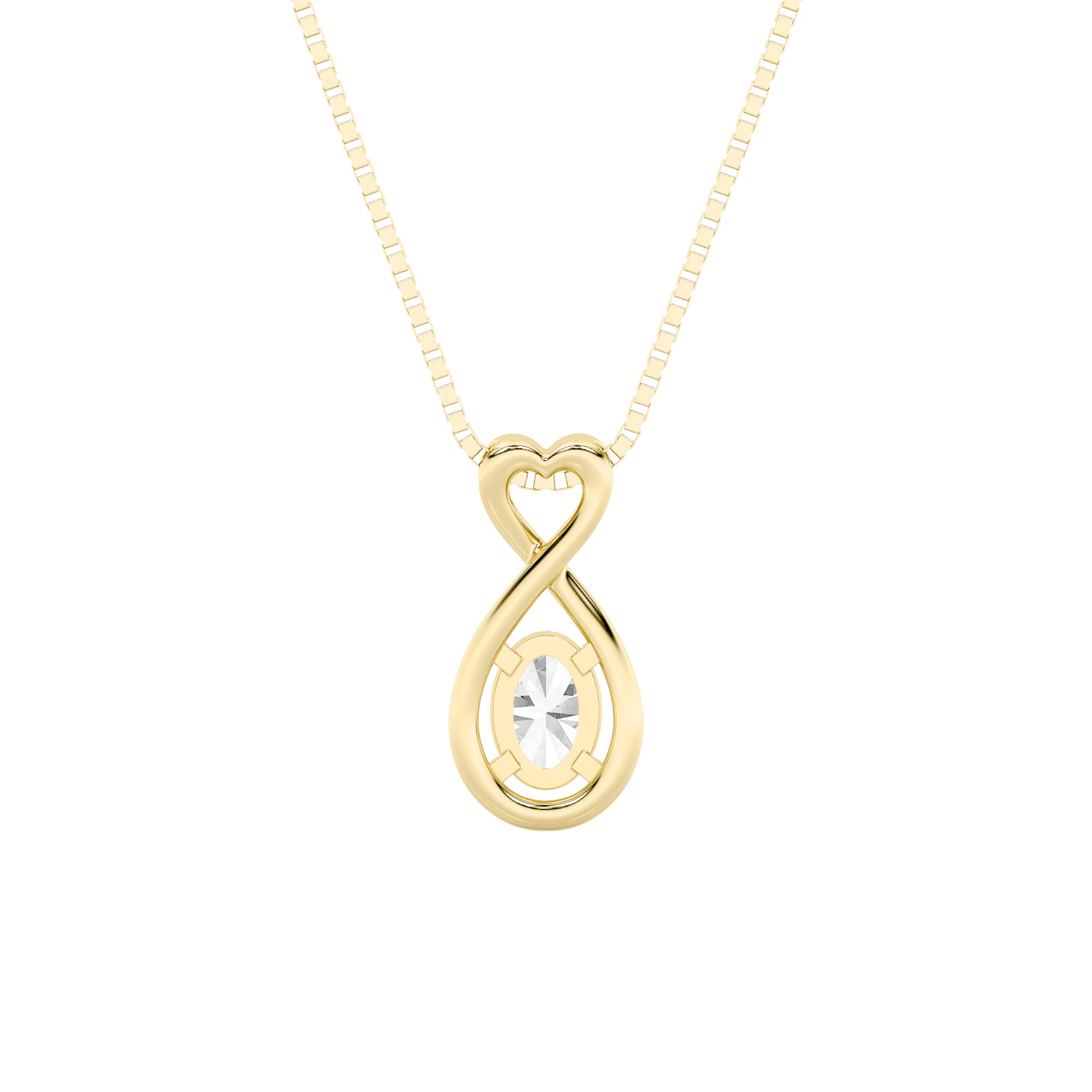 1.0ct Oval Shaped Lab Grown Diamond (G/VS) Fancy Solitaire Pendant in 10K Yellow Gold