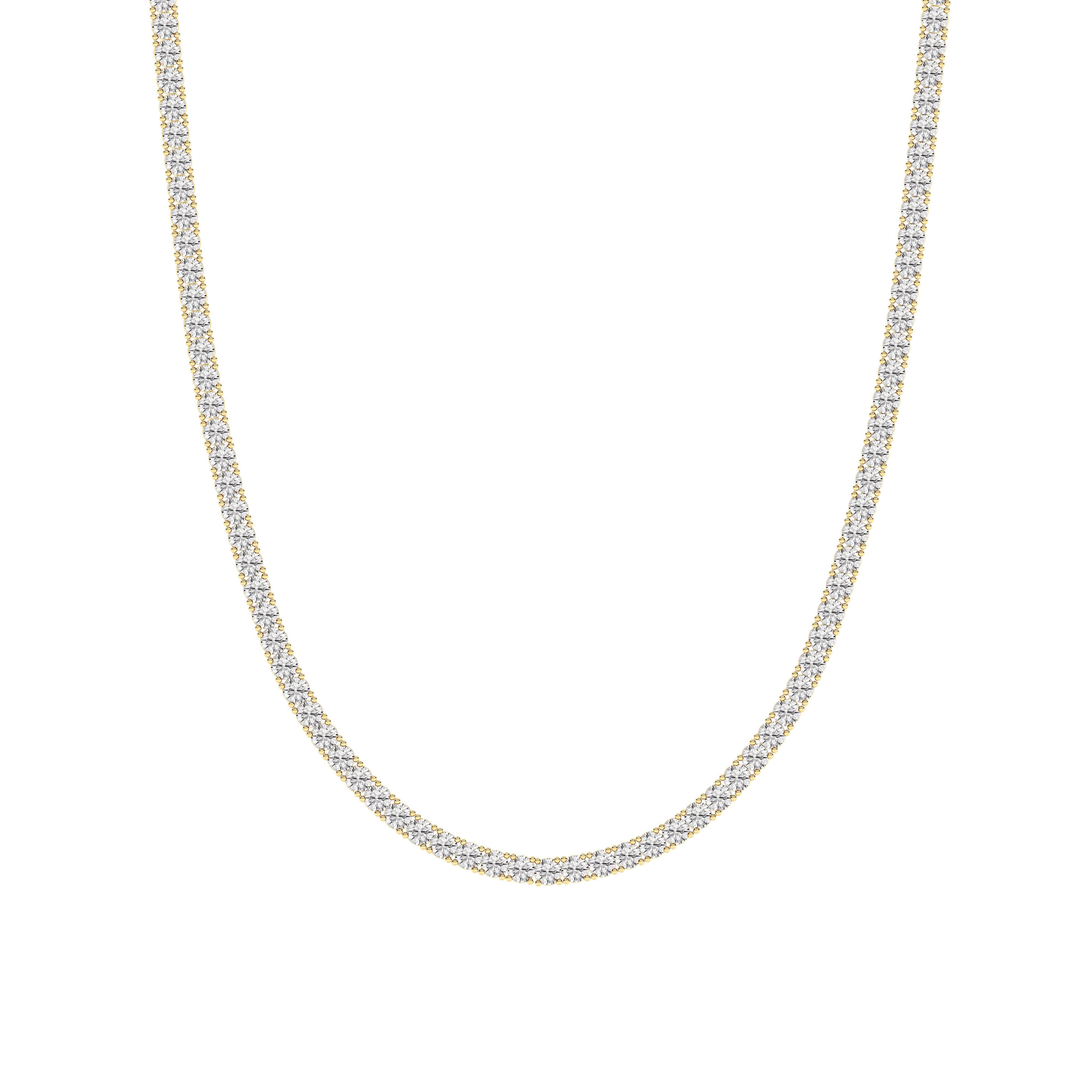 Round (F/VS) Lab Grown Diamond Prong 14K Yellow Gold Classic Eternity Tennis Necklace