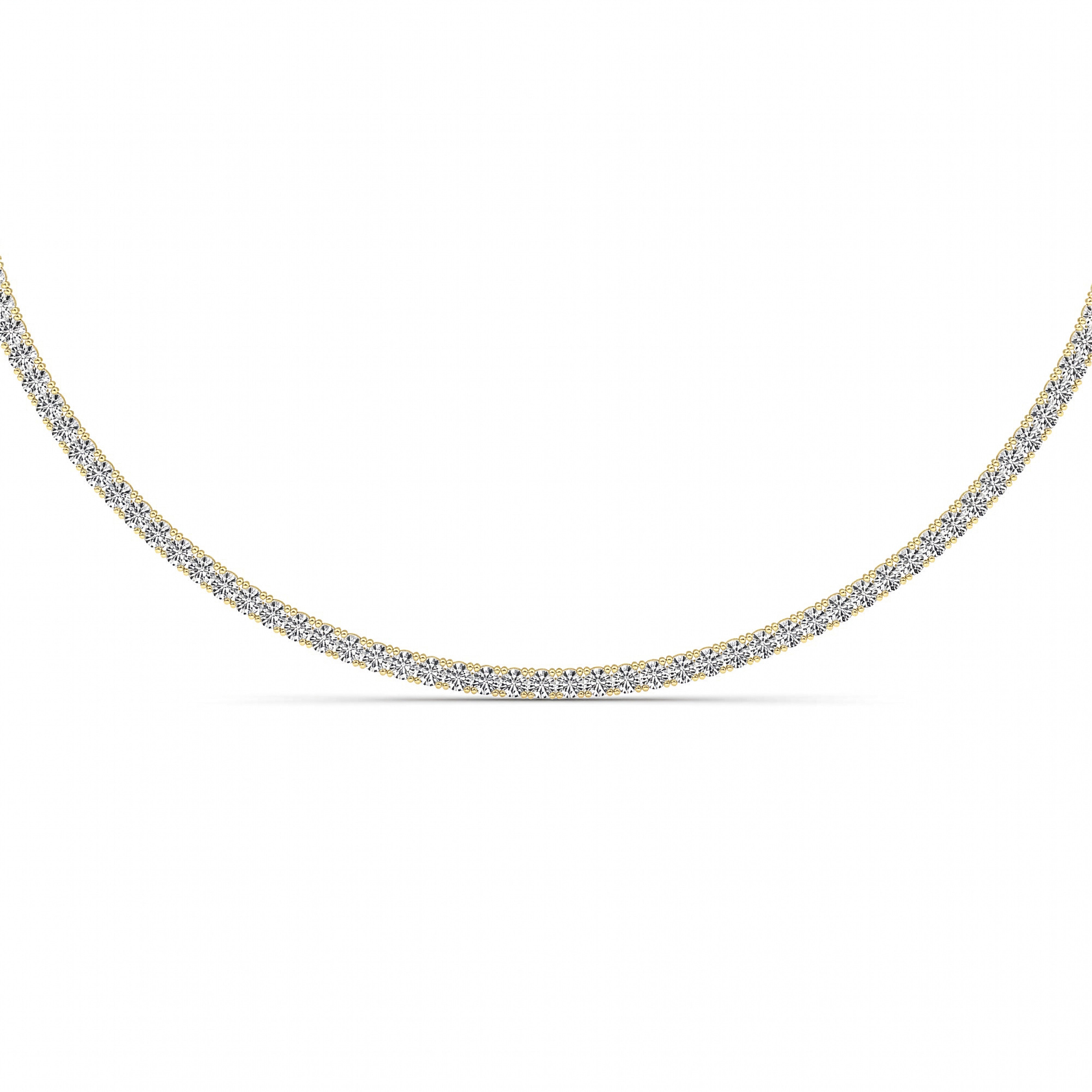 Round (F/VS) Lab Grown Diamond Prong 14K Yellow Gold Classic Eternity Tennis Necklace