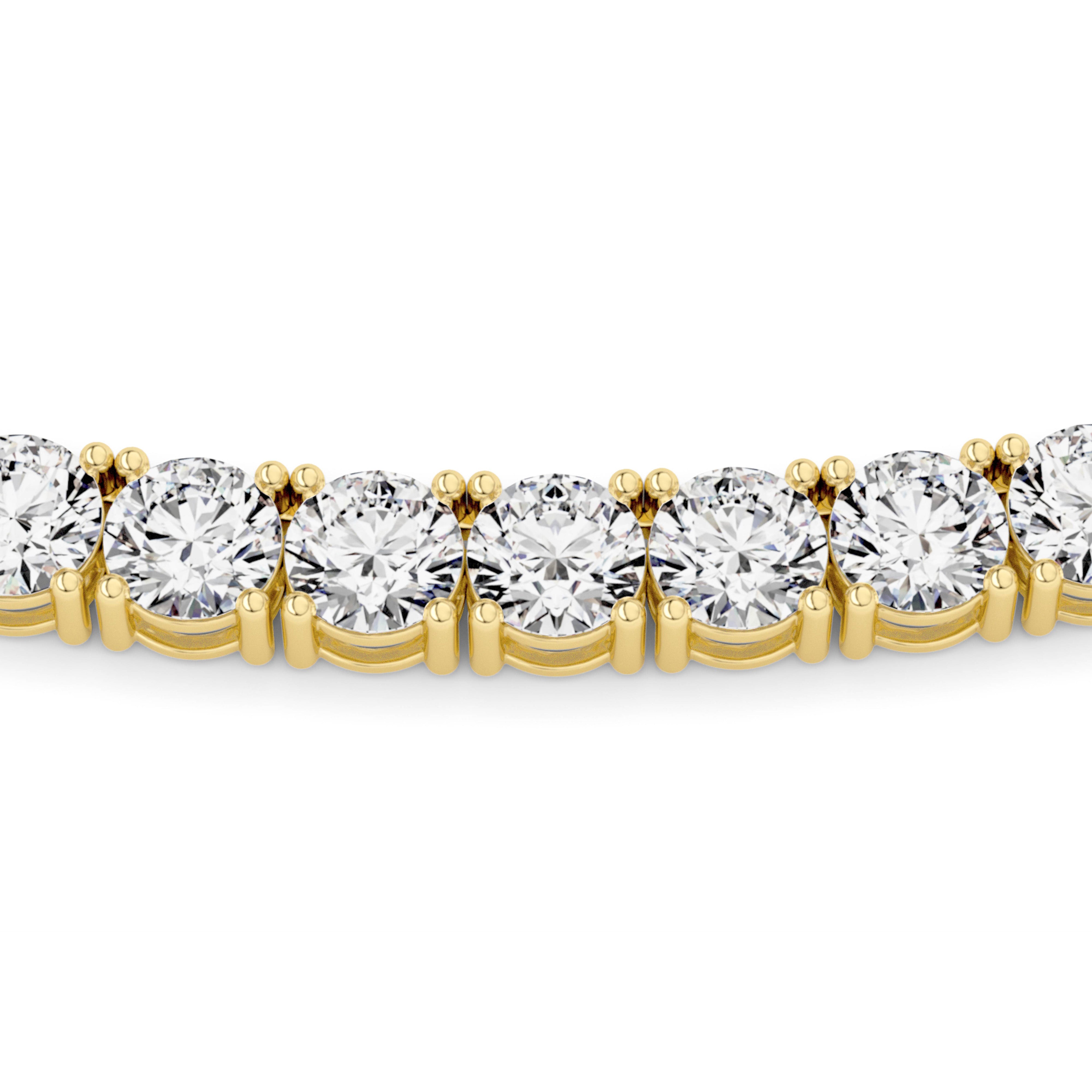 Round (F/VS) Lab Grown Diamond Prong 14K Yellow Gold Classic Eternity Tennis Necklace