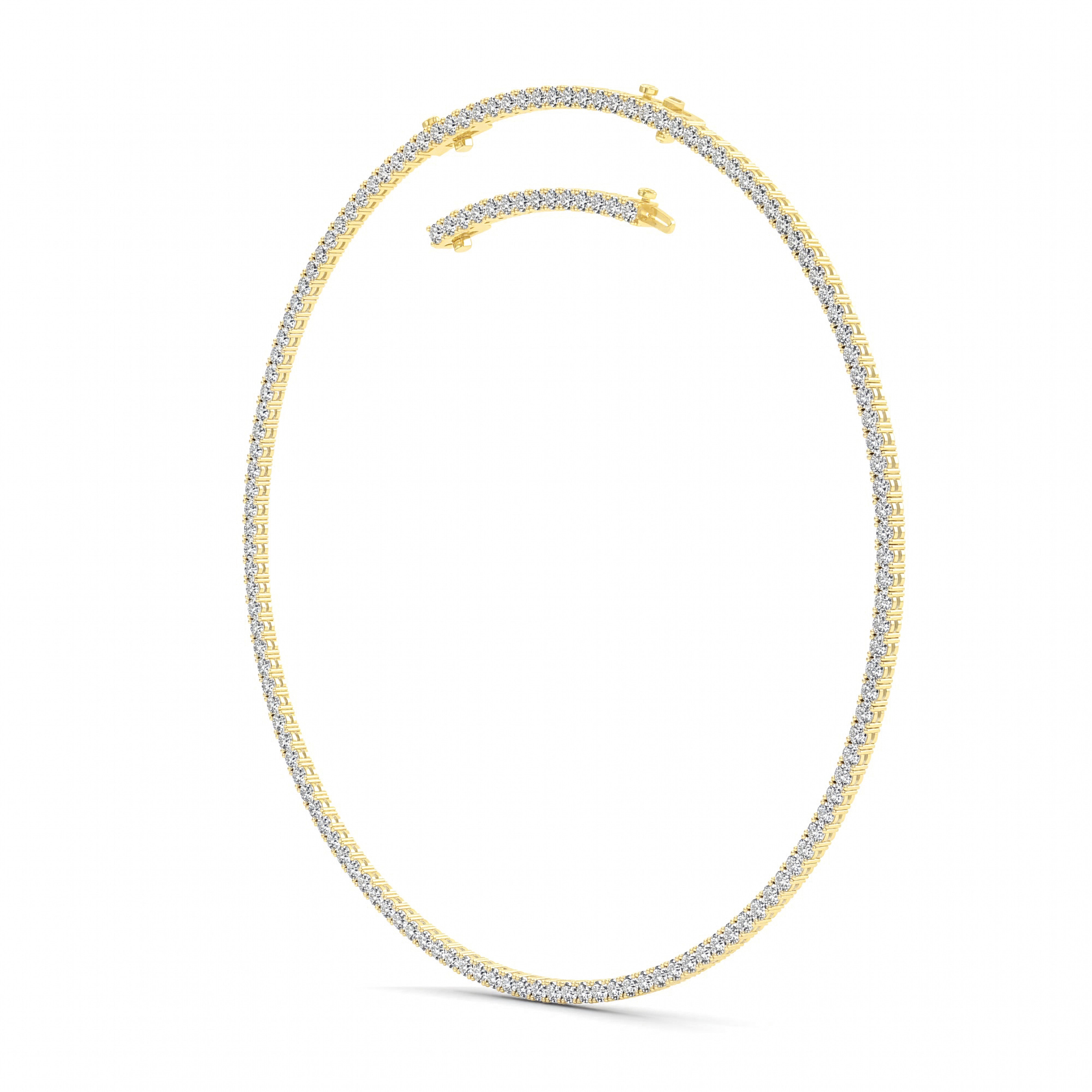 Round (F/VS) Lab Grown Diamond Prong 14K Yellow Gold Classic Eternity Tennis Necklace
