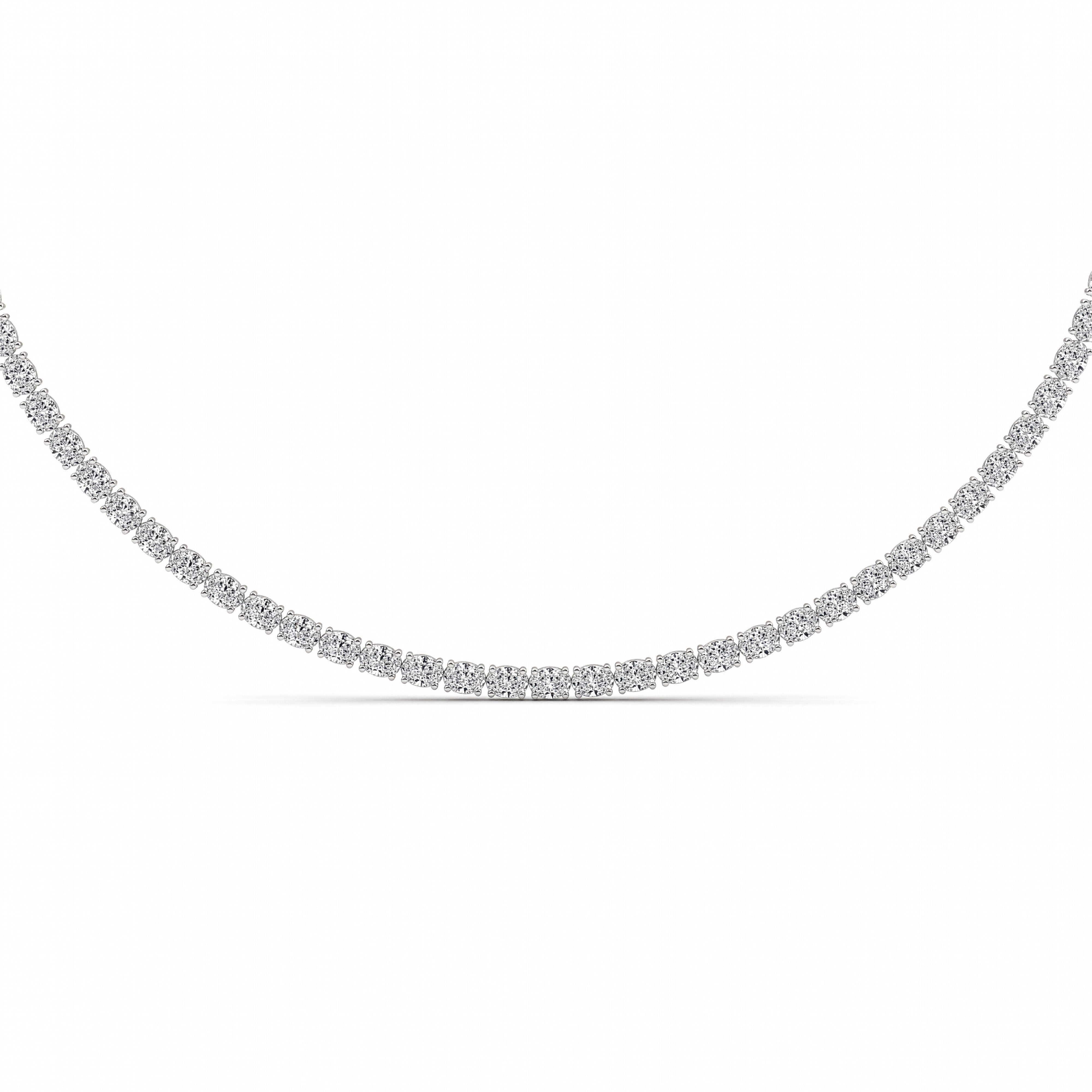 Oval (F/VS) Lab Grown Diamond Prong 14K White Gold Classic Eternity Tennis Necklace