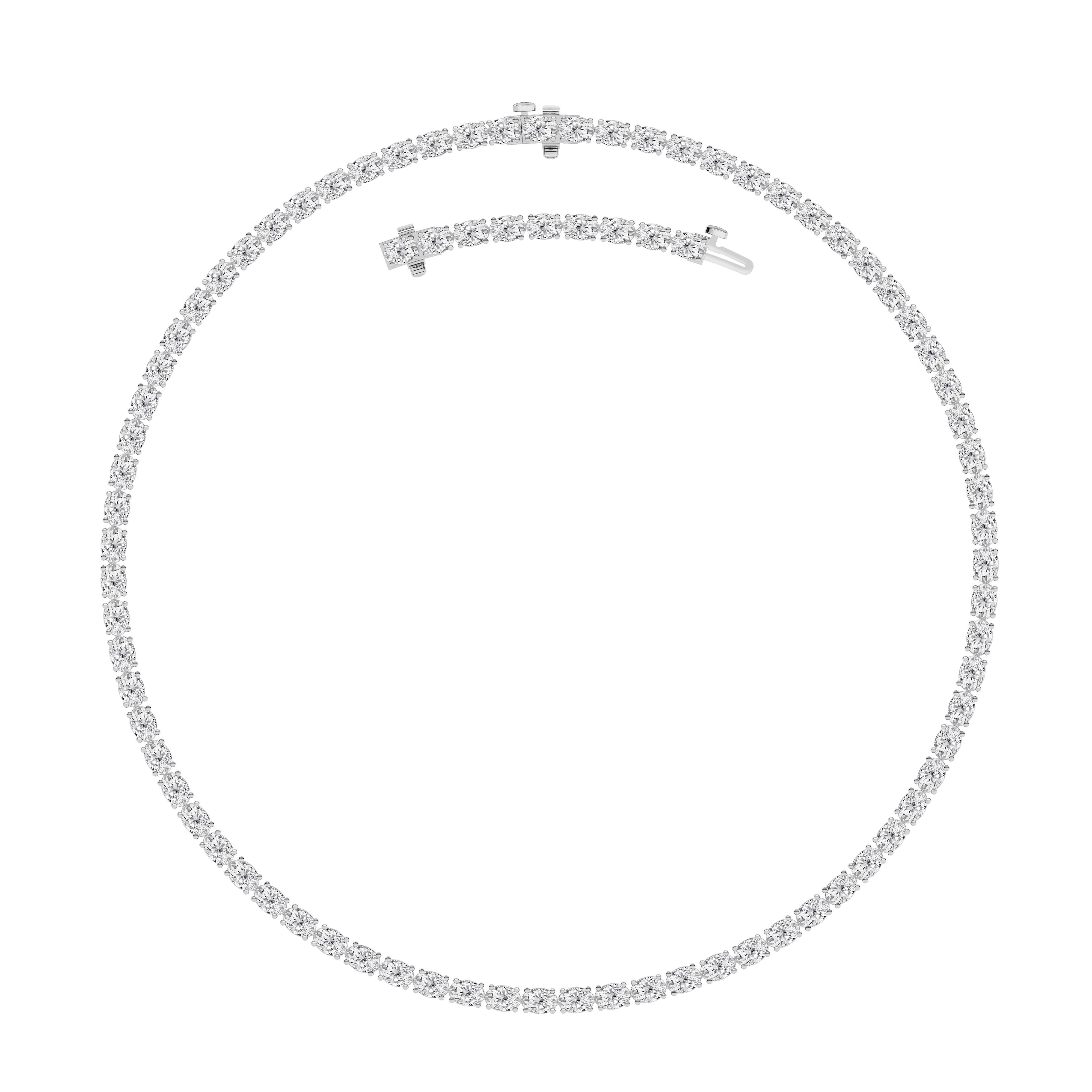 Oval (F/VS) Lab Grown Diamond Prong 14K White Gold Classic Eternity Tennis Necklace