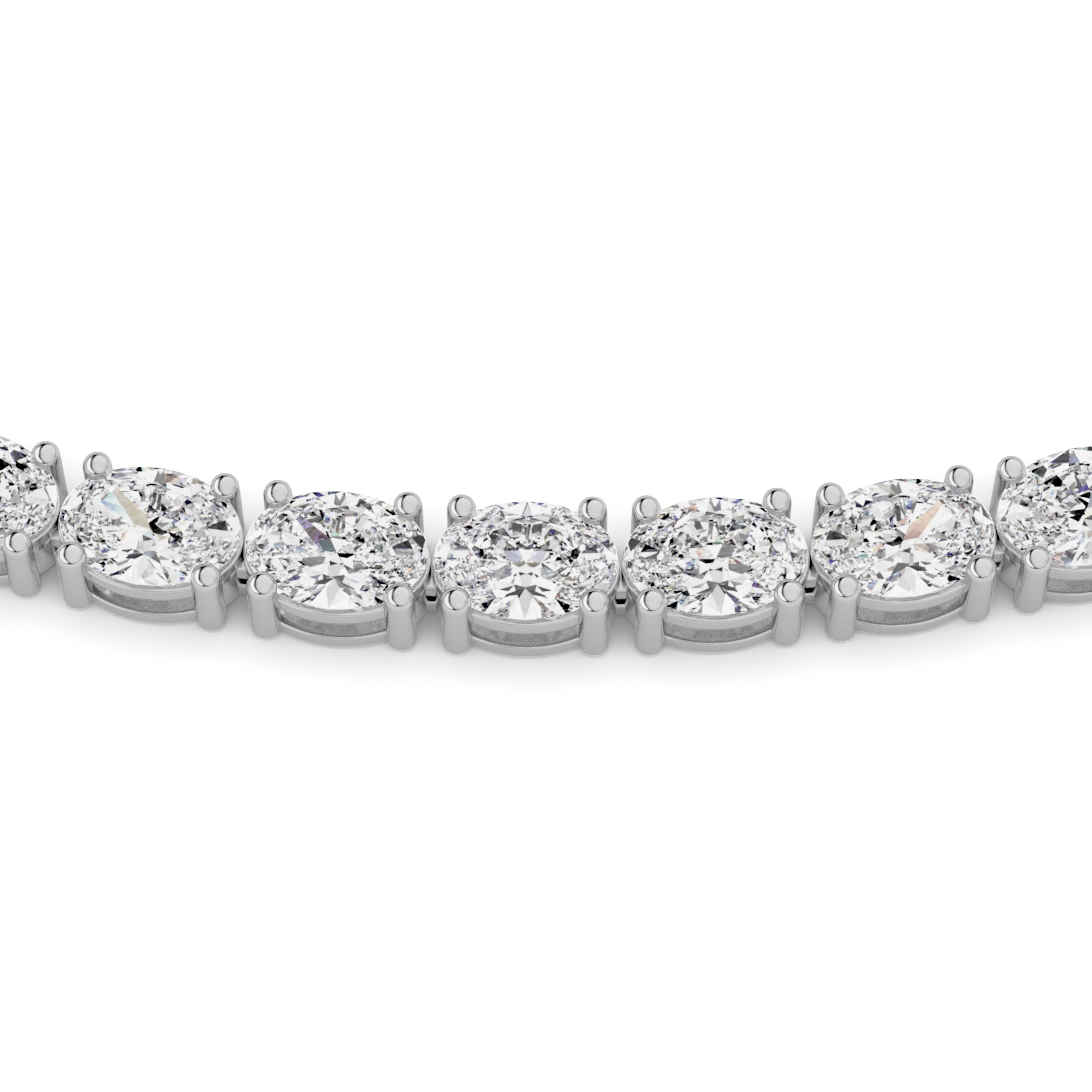 Oval (F/VS) Lab Grown Diamond Prong 14K White Gold Classic Eternity Tennis Necklace