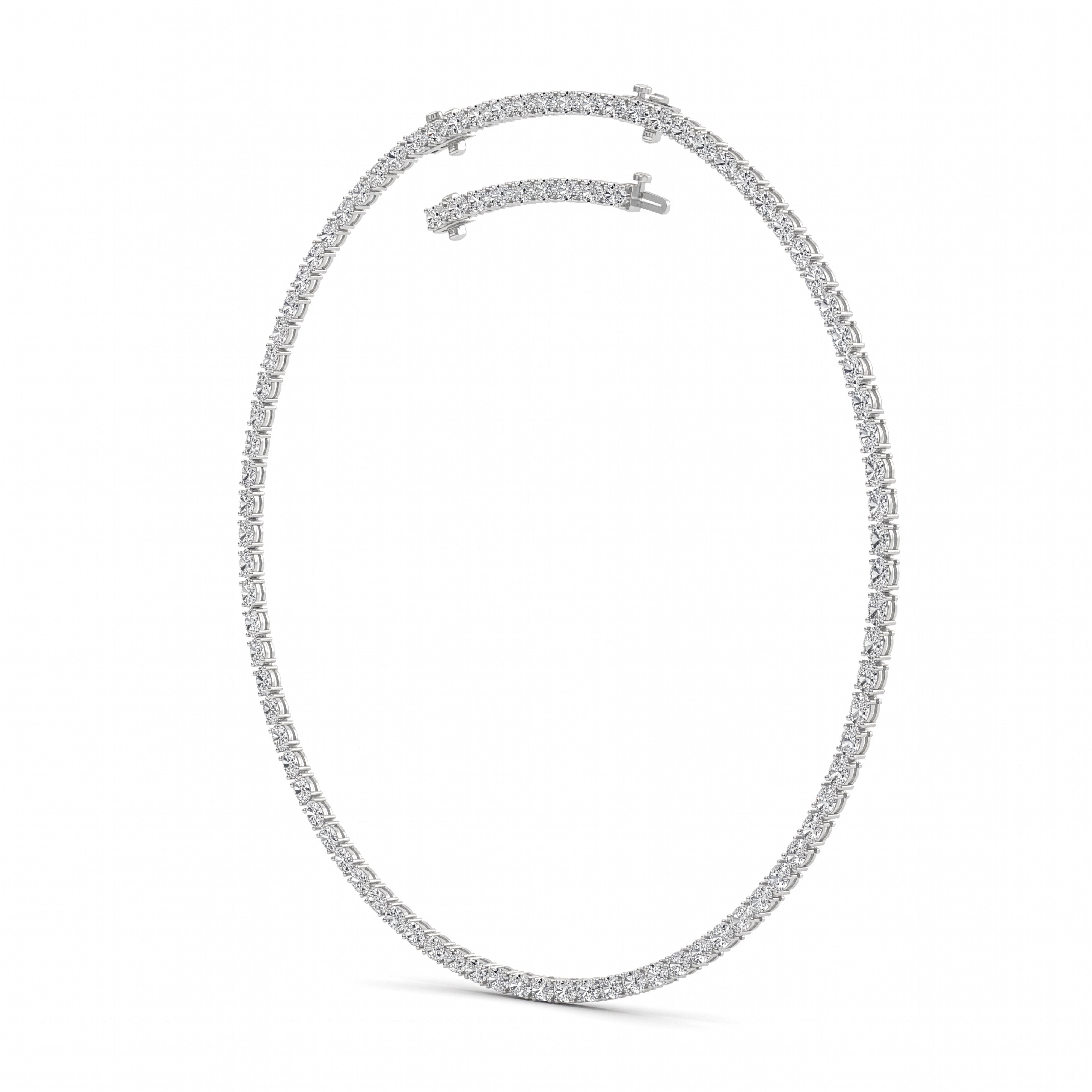 Oval (F/VS) Lab Grown Diamond Prong 14K White Gold Classic Eternity Tennis Necklace