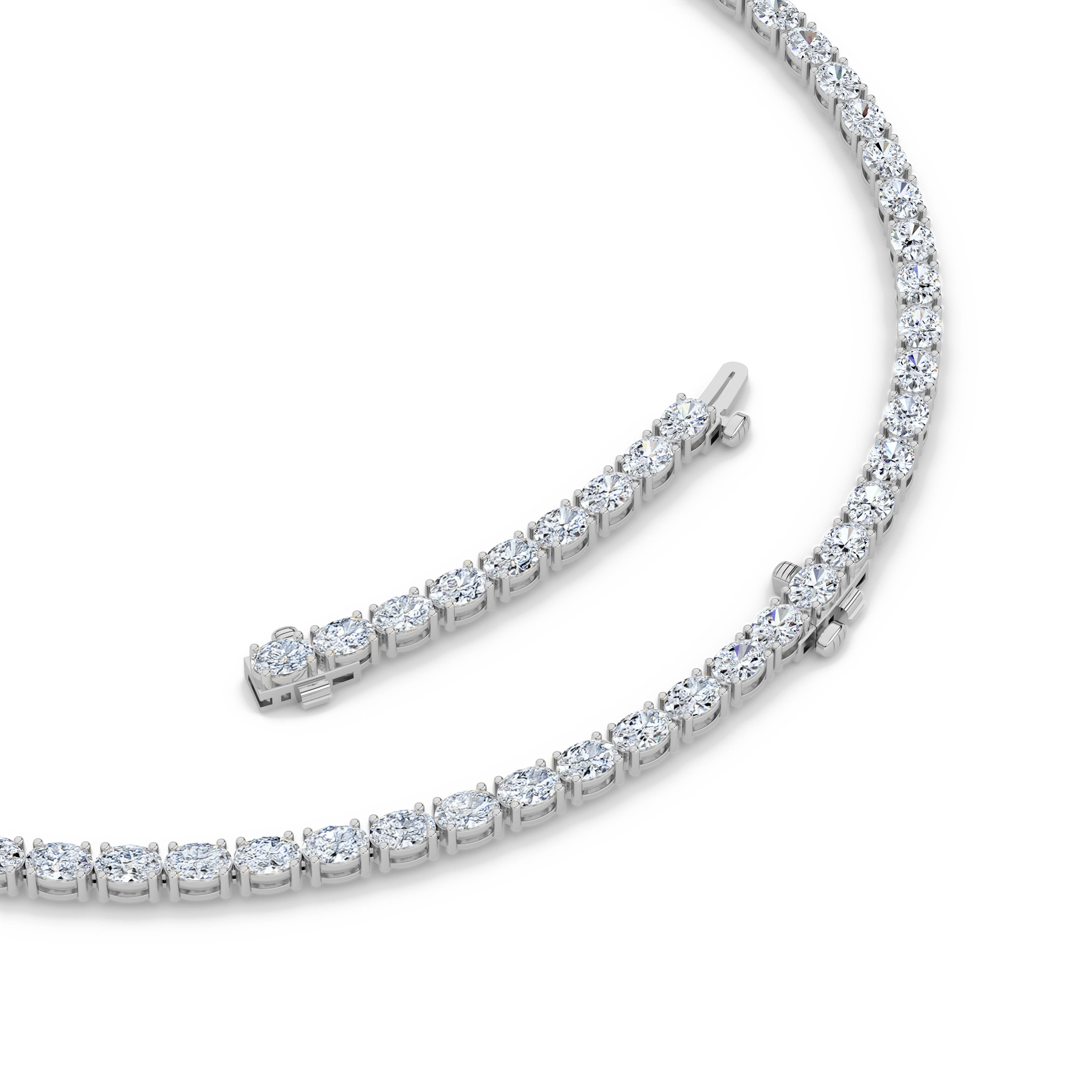Oval (F/VS) Lab Grown Diamond Prong 14K White Gold Classic Eternity Tennis Necklace