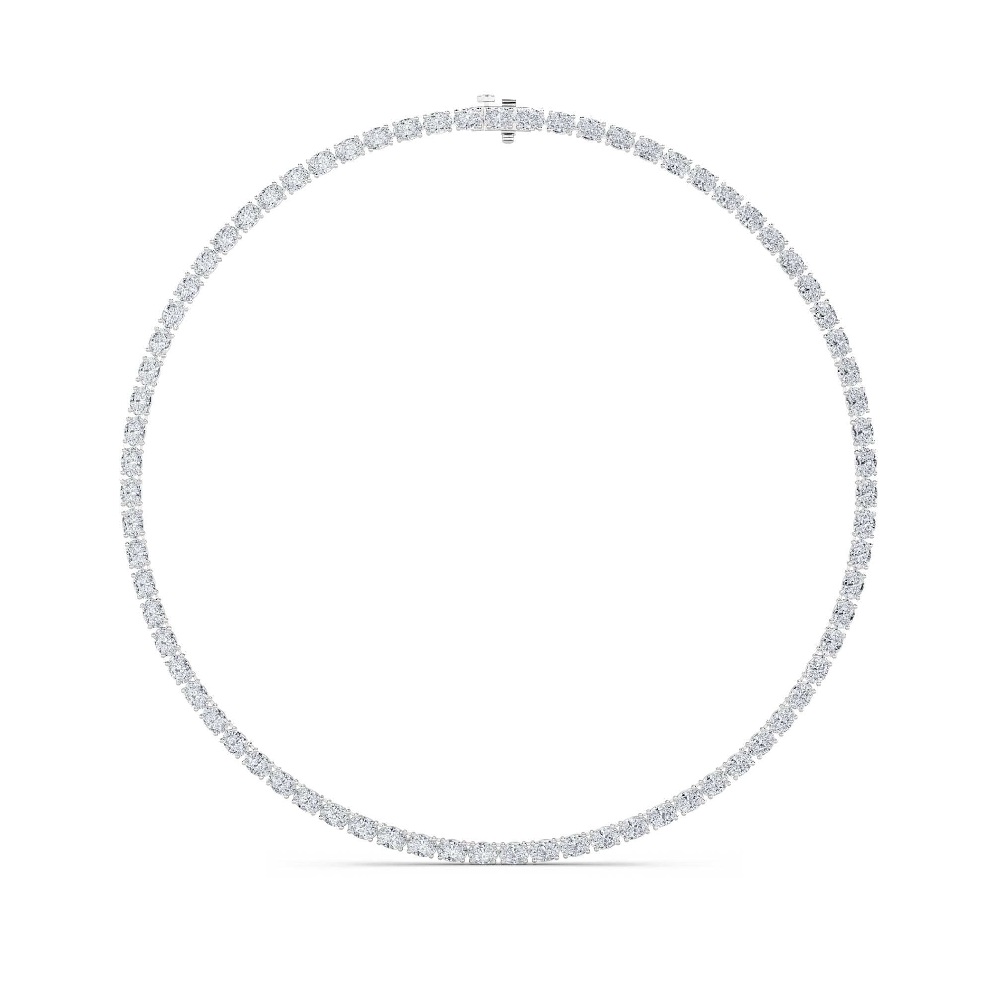 Oval (F/VS) Lab Grown Diamond Prong 14K White Gold Classic Eternity Tennis Necklace