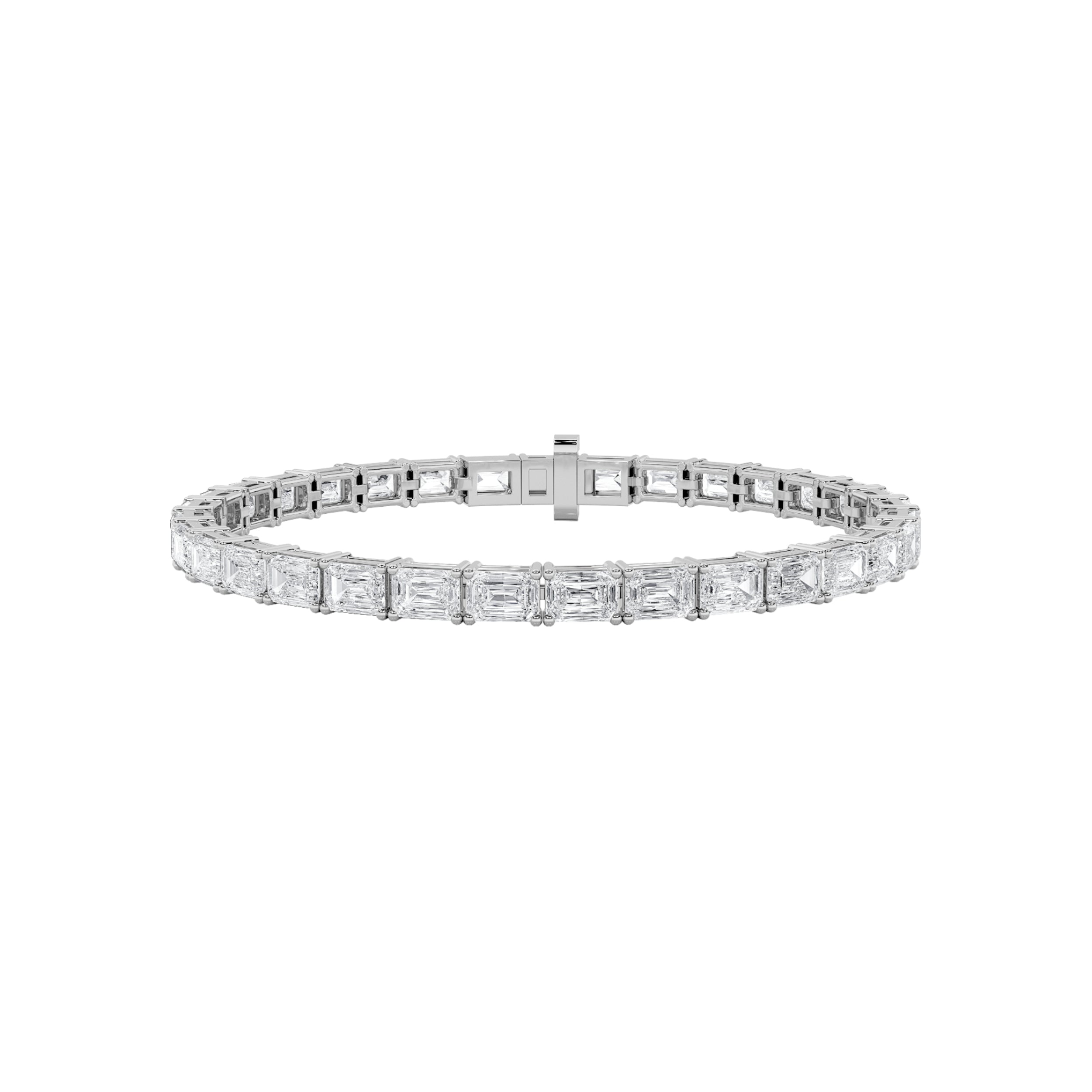 Emerald Shaped Lab Grown Diamond East & West Bracelet in 14K Gold (F/VS)