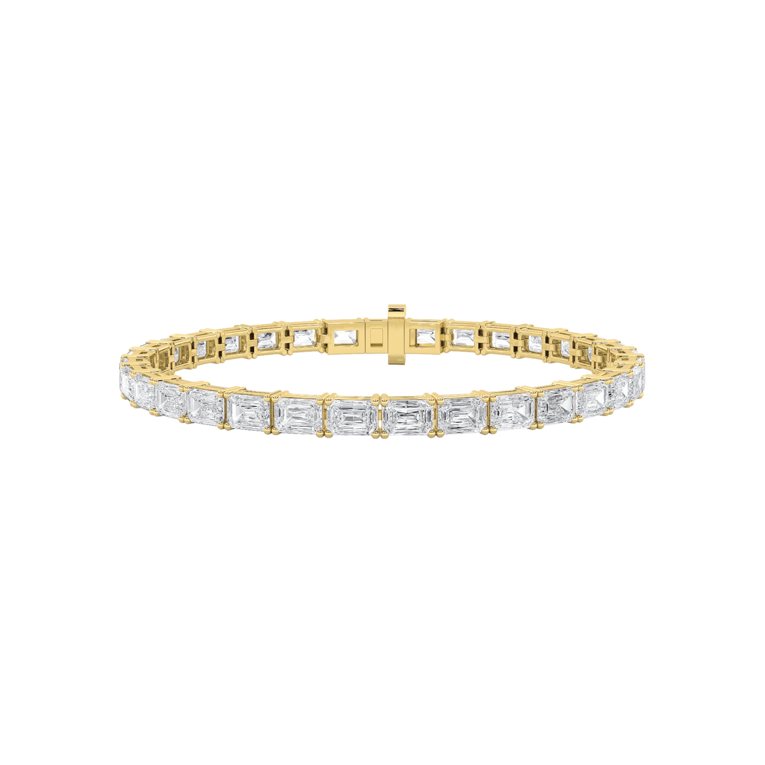 Emerald Shaped Lab Grown Diamond East & West Bracelet in 14K Gold (F/VS)