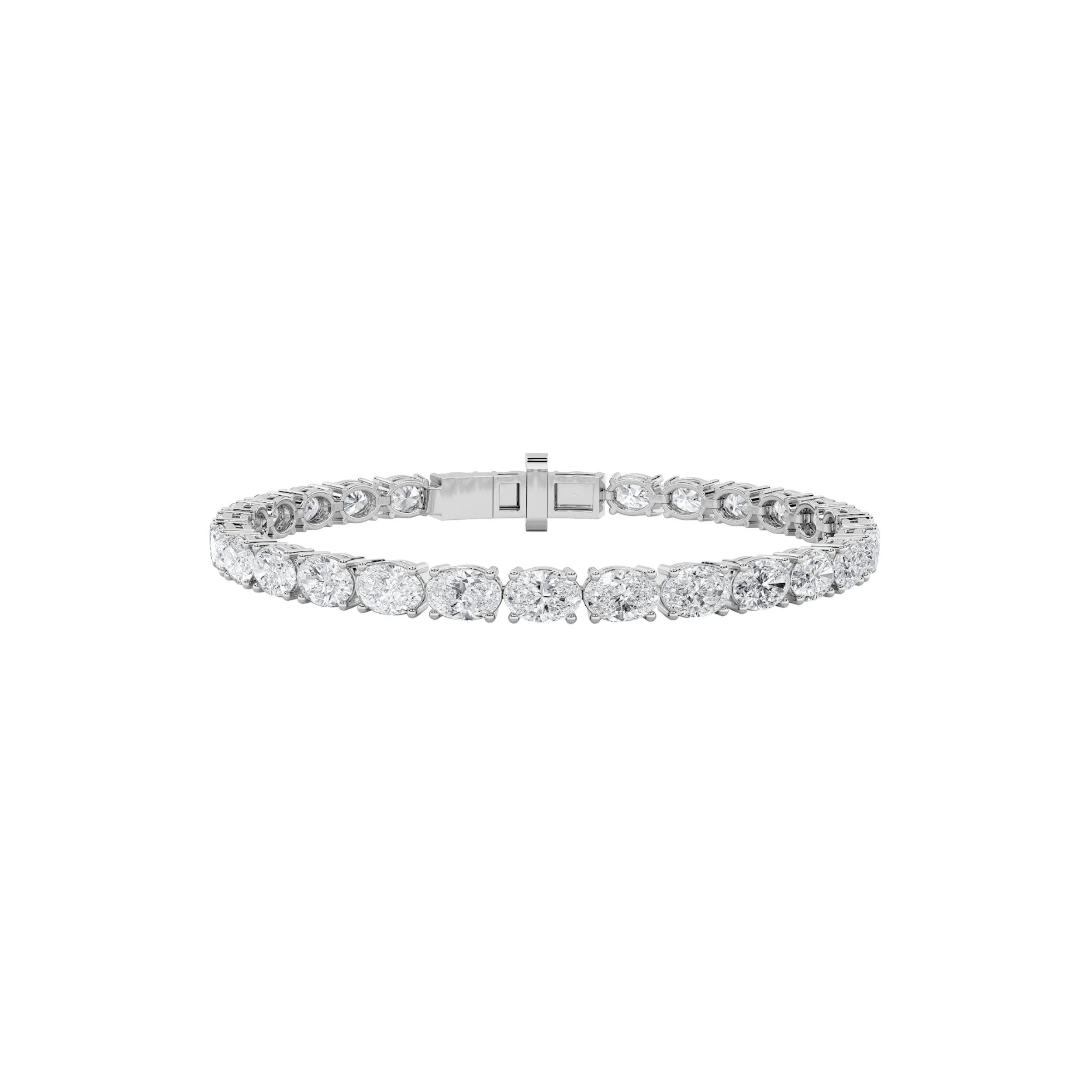 Oval Shaped Lab Grown Diamond East & West Bracelet in 14K Gold (F/VS)