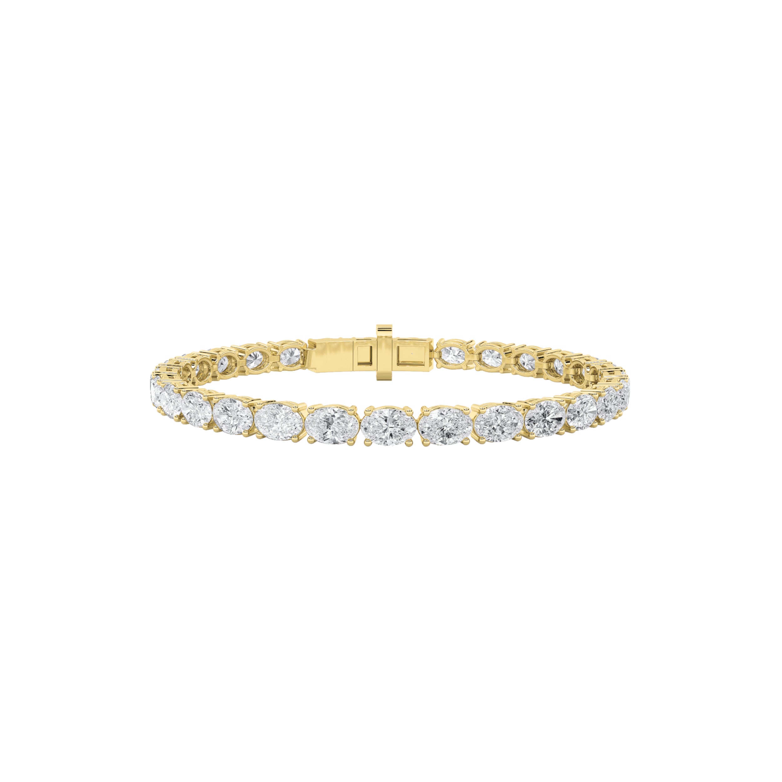 Oval Shaped Lab Grown Diamond East & West Bracelet in 14K Gold (F/VS)