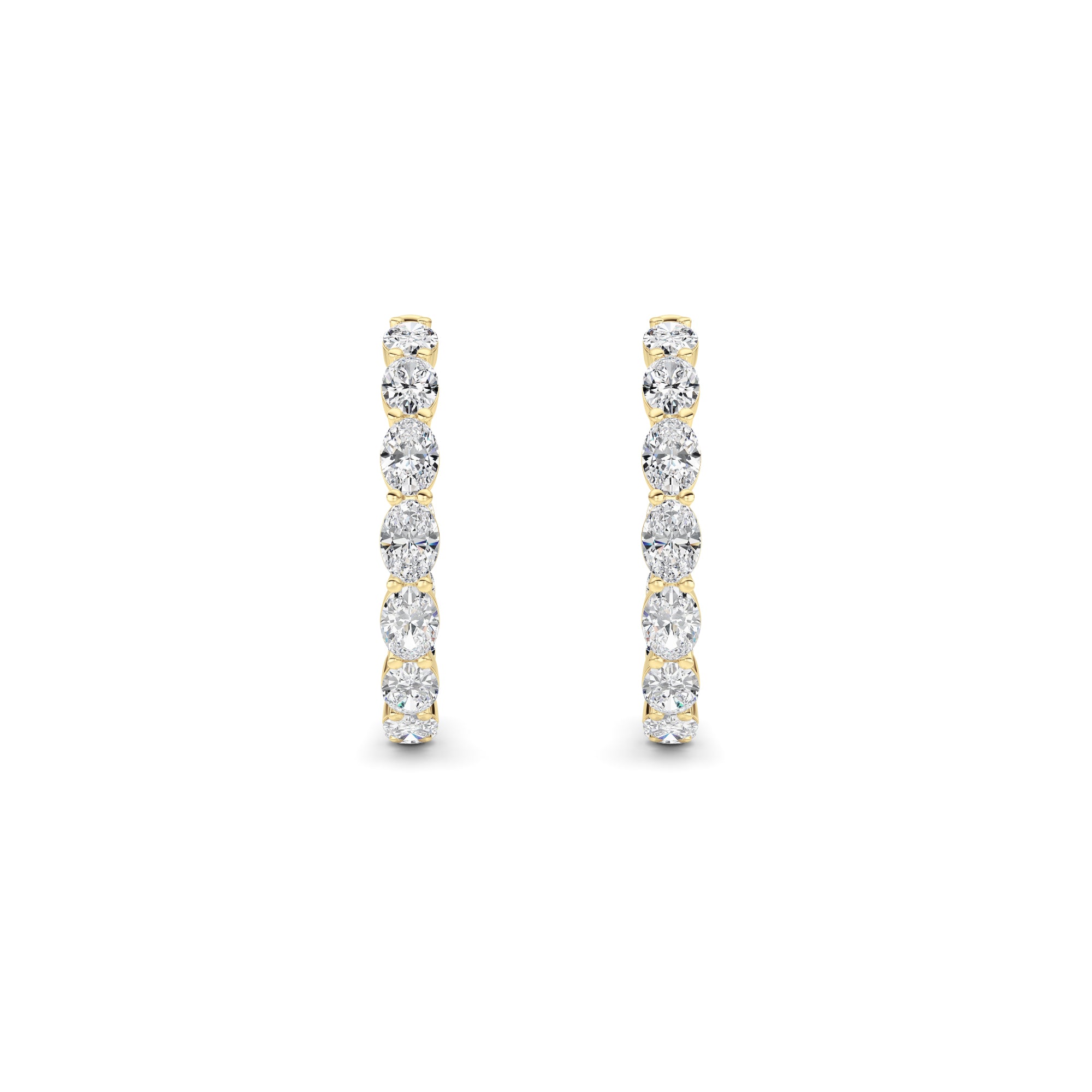 Oval Shaped Lab Grown Diamond (F/VS) InsideOut Hoop Earrings in 14K Yellow Gold