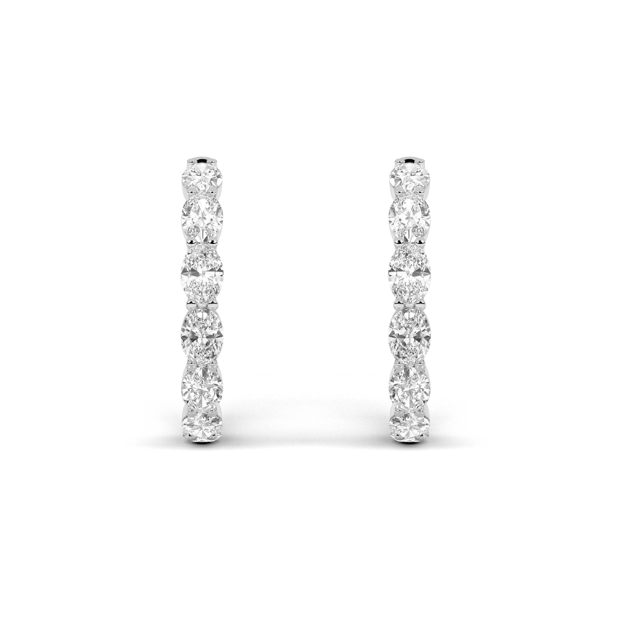 Oval Shaped Lab Grown Diamond Inside Out Hoop Earrings in 14K Gold (F/VS)