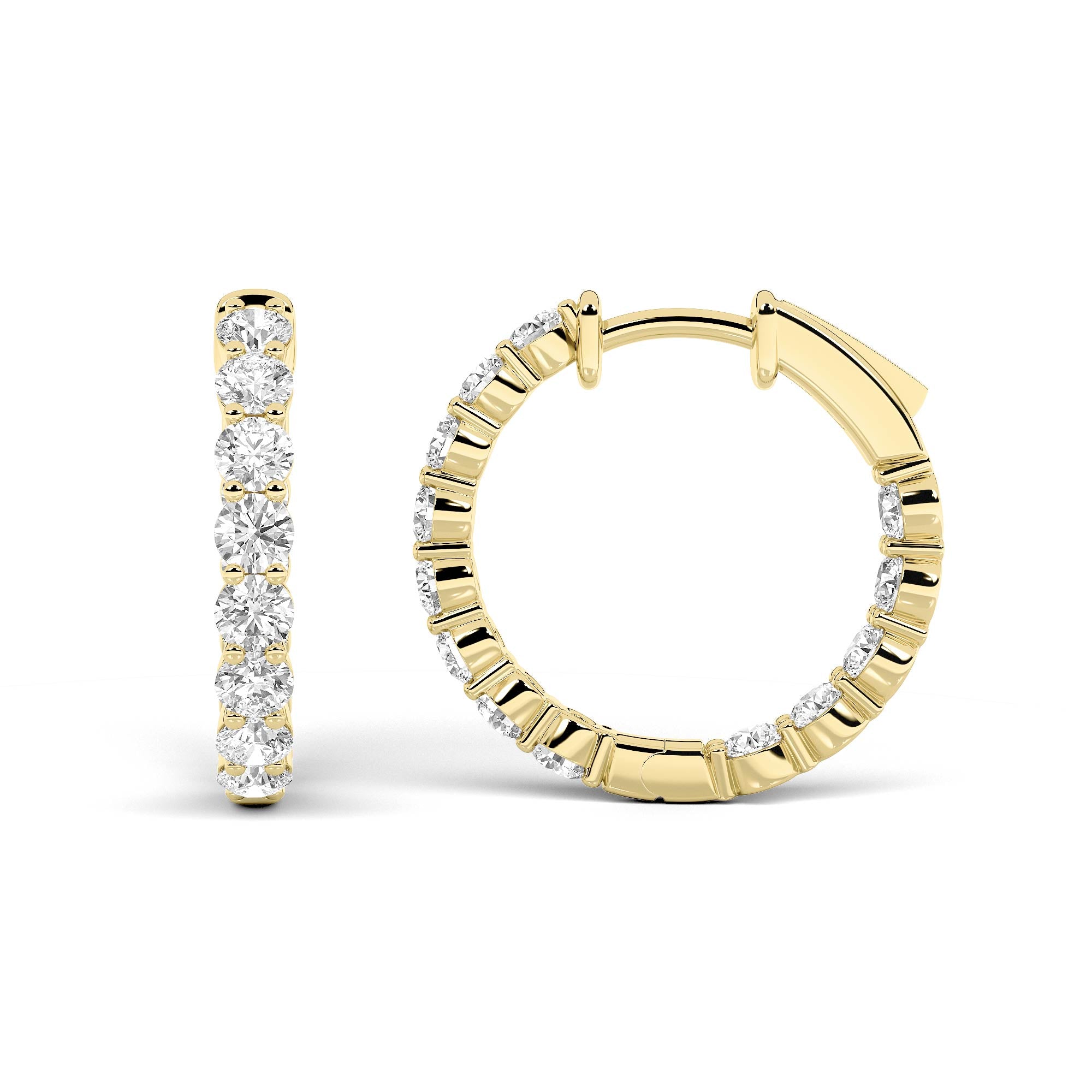 Round Shaped Lab Grown Diamond Inside Out Hoop Earrings in 14K Gold (F/VS)