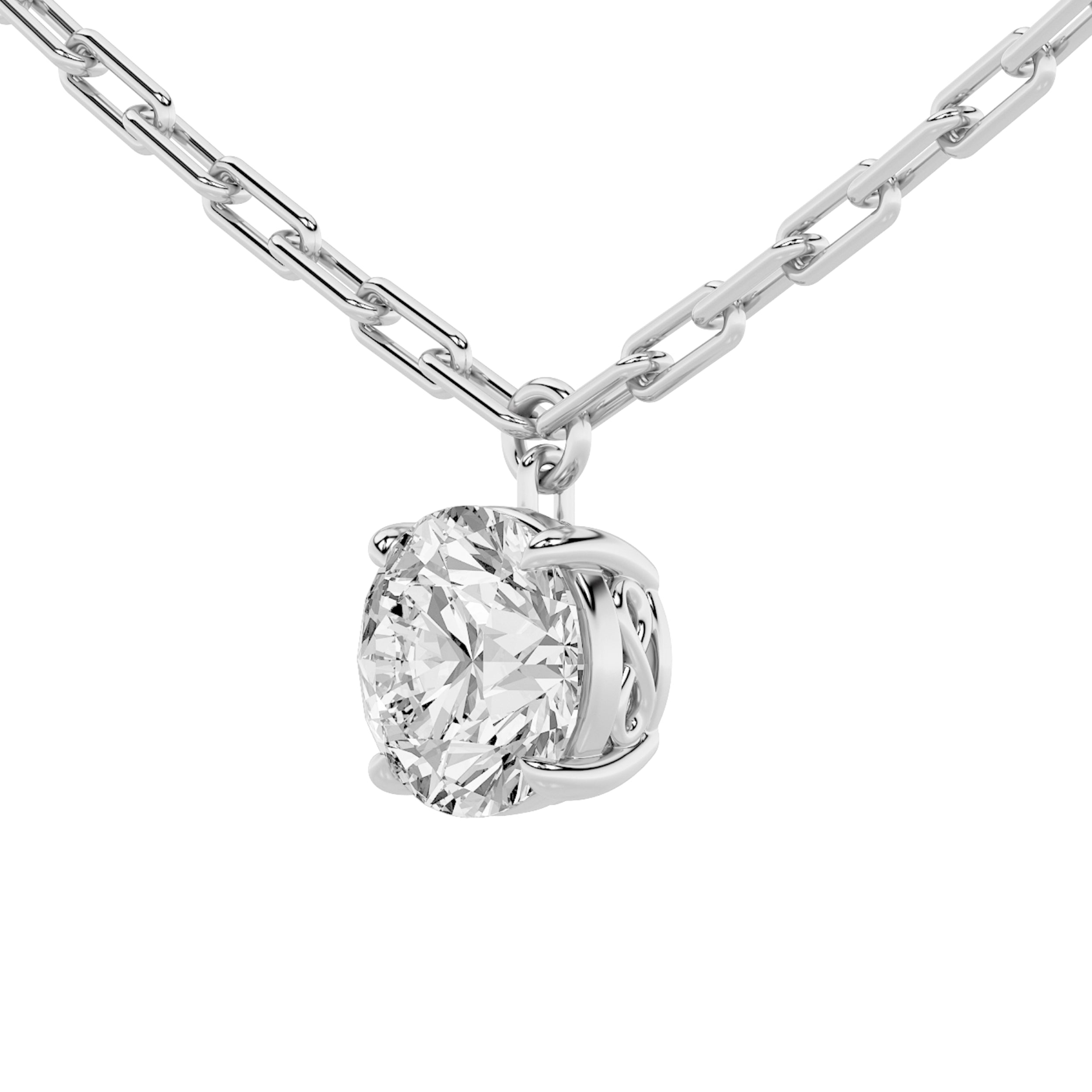 2.0ct Round Shaped Lab Grown Diamond (F/VS) Strata Chic Collection Necklace in 14K White Gold