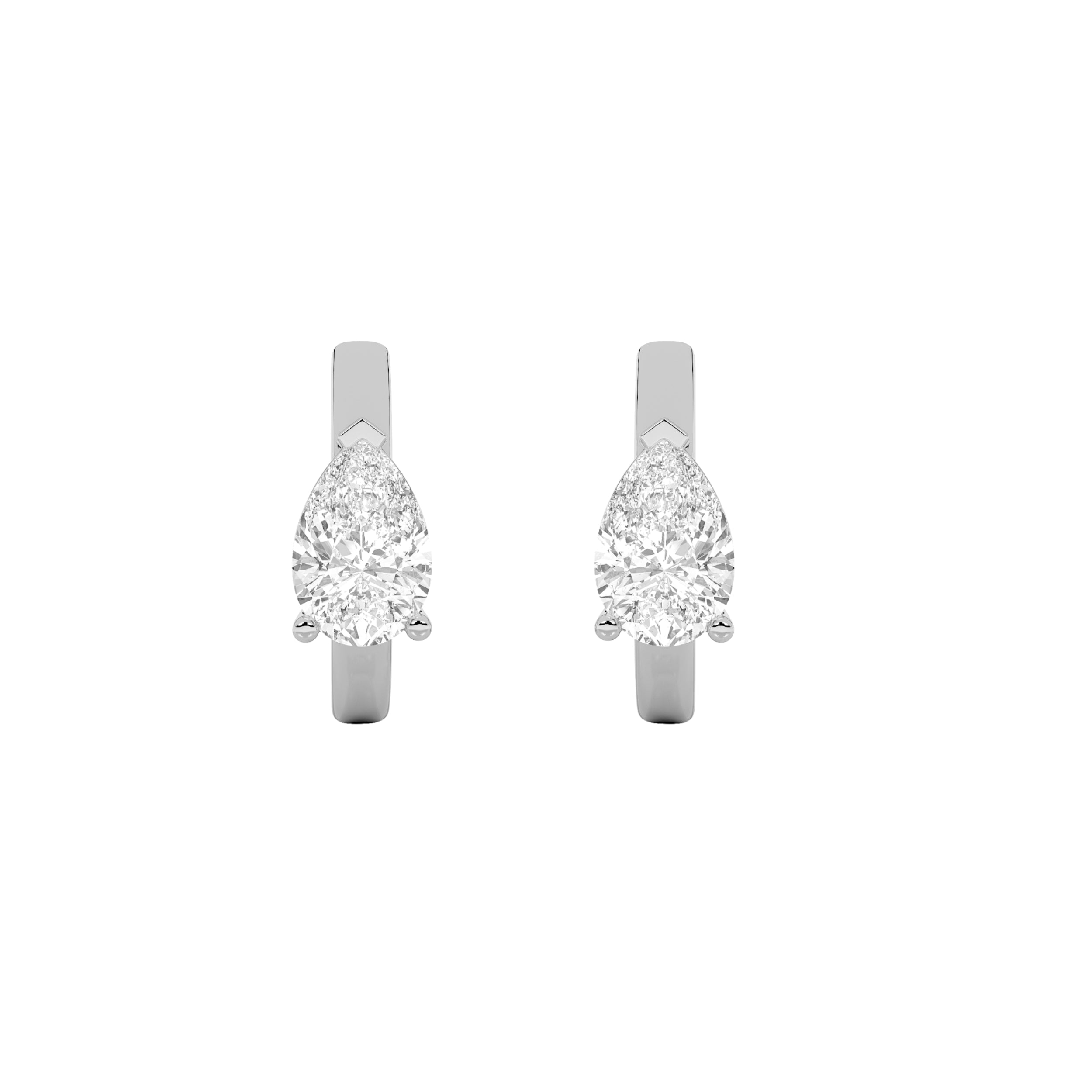 1.5Cttw Pear Shaped Lab Grown Diamond (F/VS) Solitaire Huggie Earrings in 14K Gold
