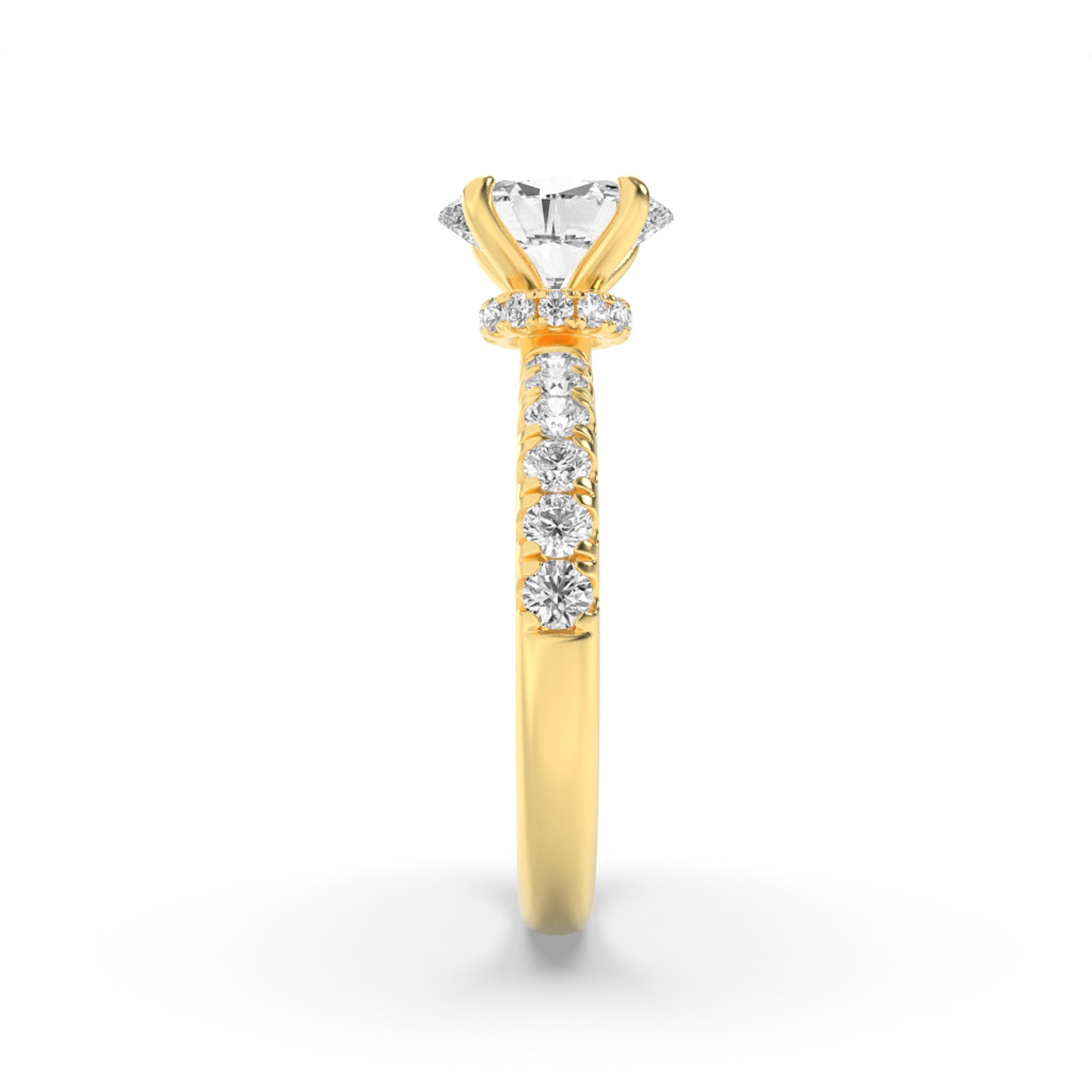 2Cttw Oval Shaped Lab Grown Diamond (G/VS) HiddenHalo Accented Ring in 14K Gold