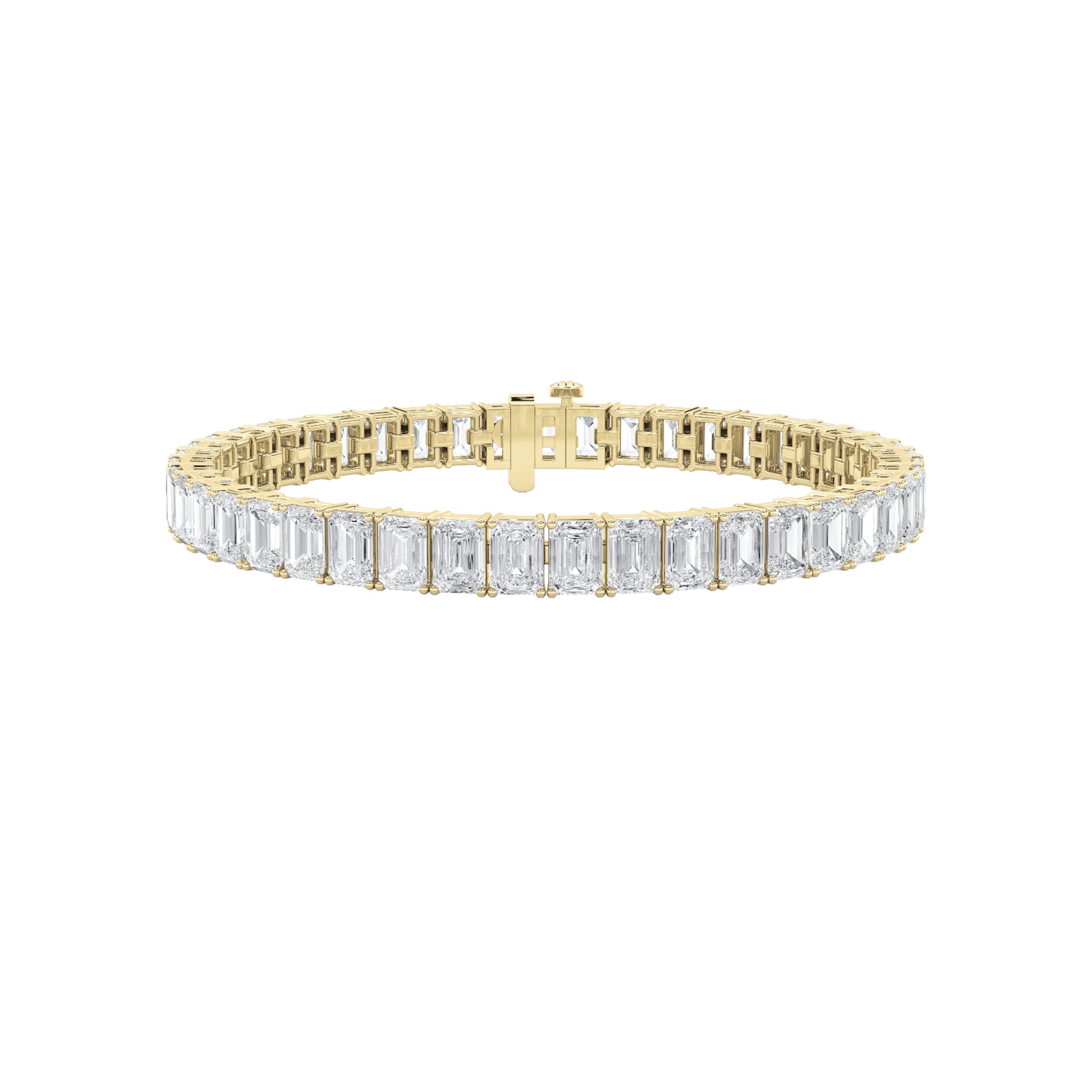 Emerald Shaped Lab Grown Diamond (F/VS) Bracelet in 14K Gold