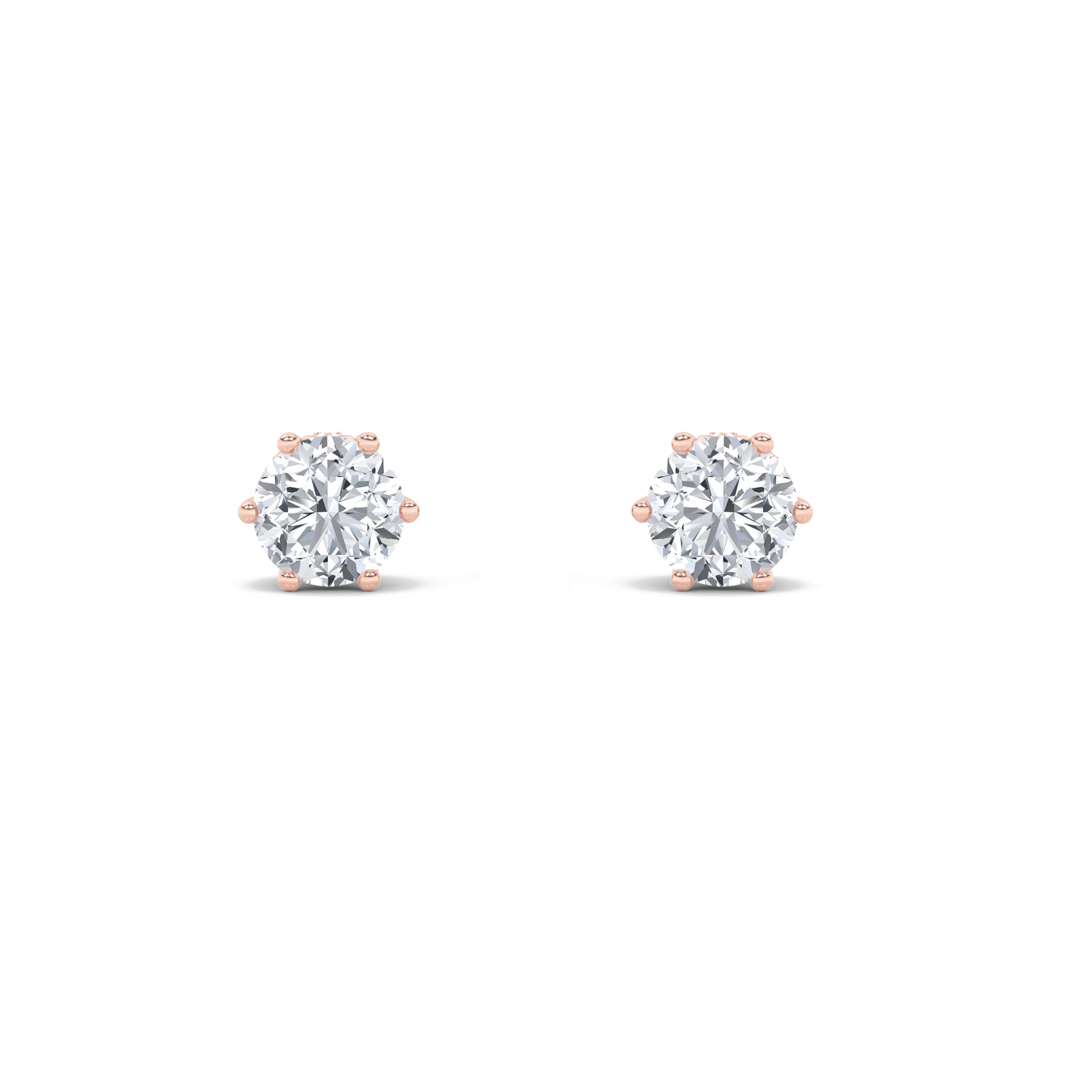 Round Shaped Lab Grown Diamond (F/VS) TulipHead Stud Earrings in 14K Gold
