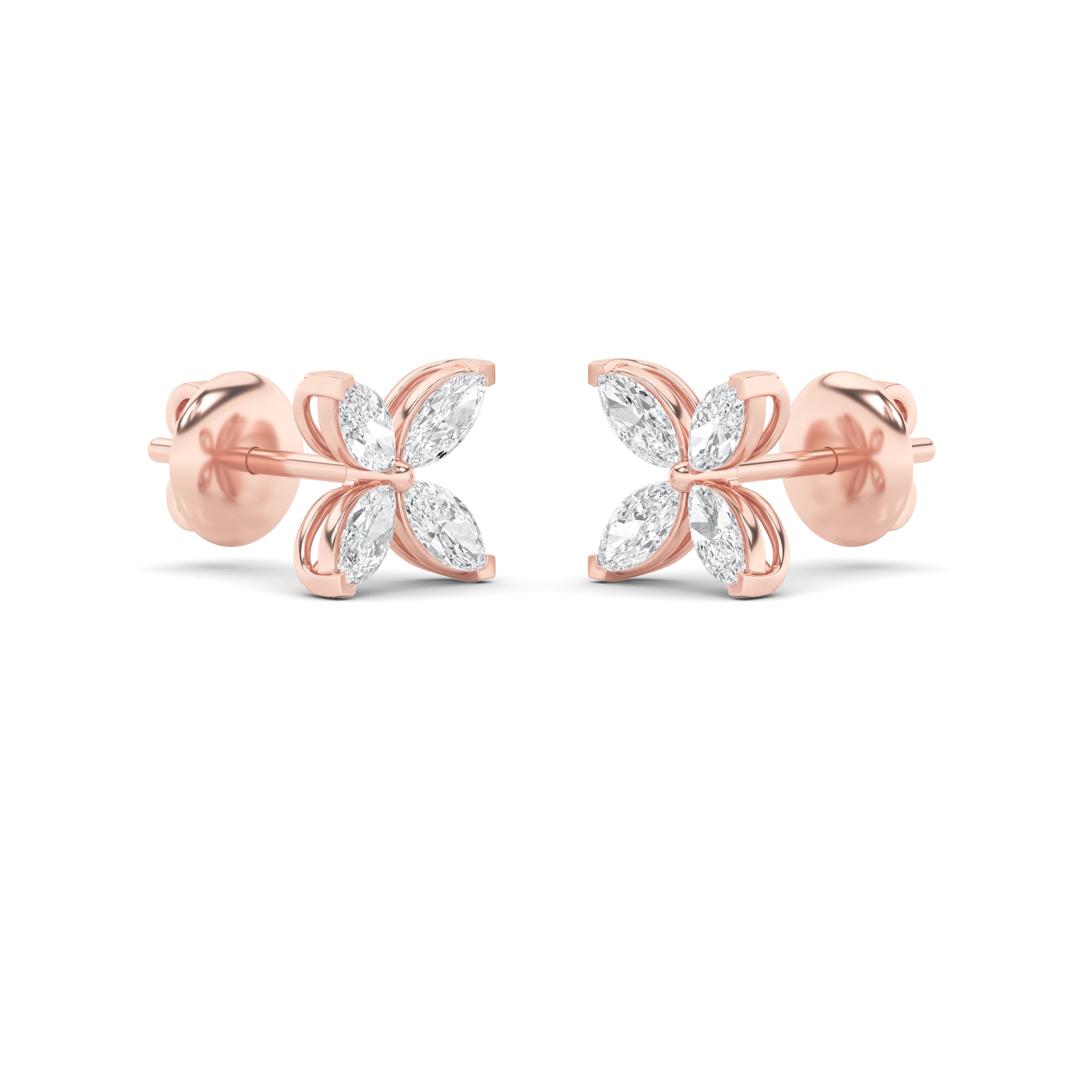 1.5Cttw Marquise Shaped Lab Grown Diamond (F/VS) Flower Earrings in 14K Gold